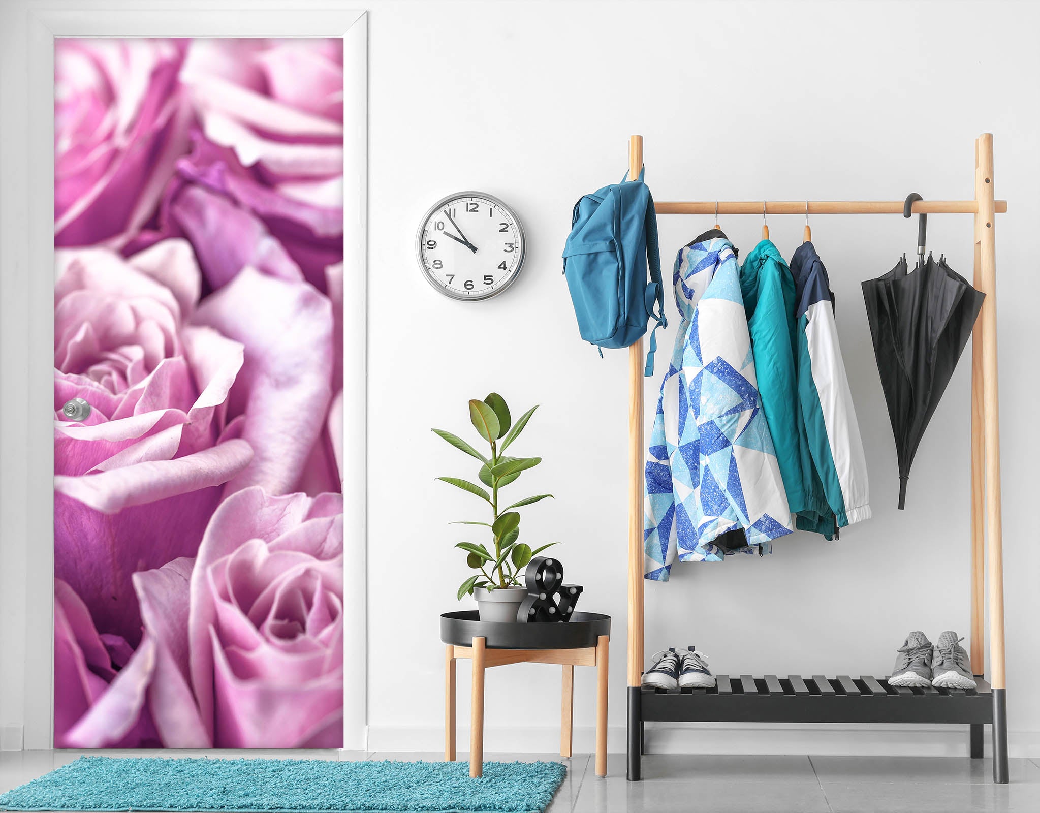 3D Pink Purple Rose 101129 Assaf Frank Door Mural