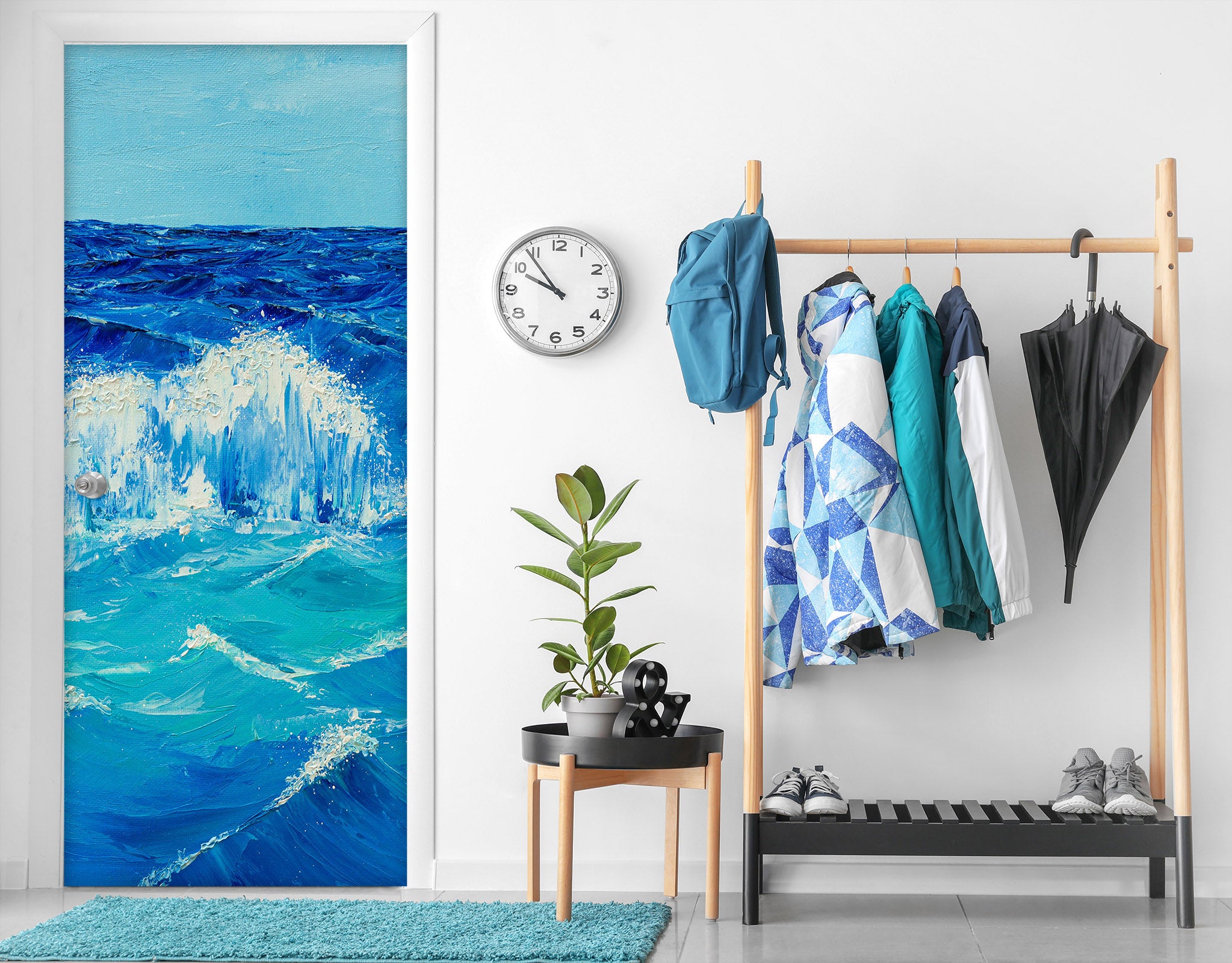 3D Blue Ocean Waves 9427 Marina Zotova Door Mural