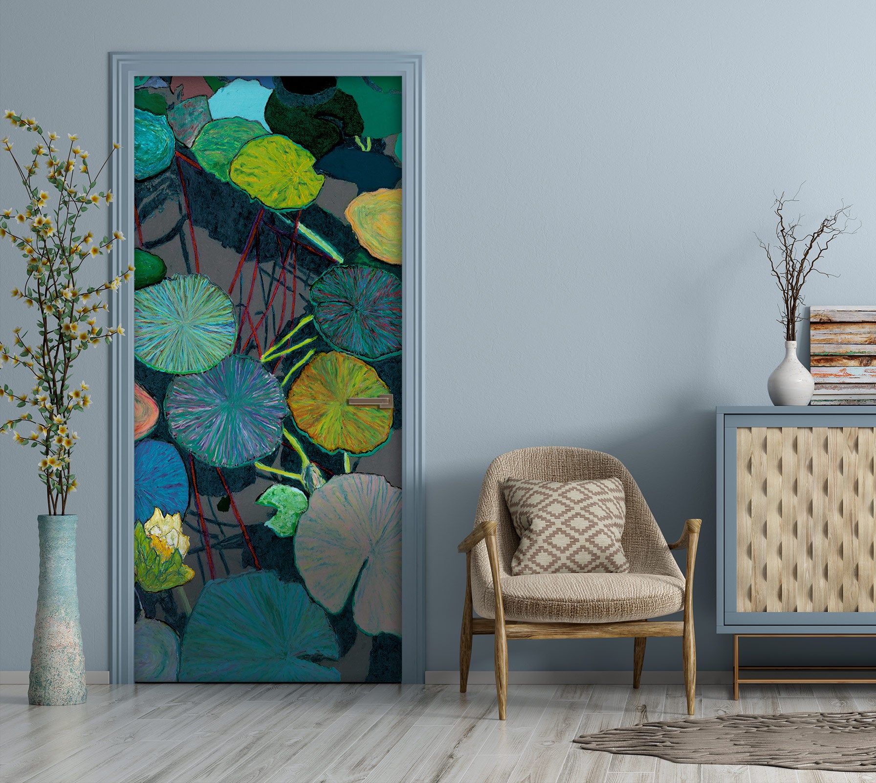 3D Lotus Leaf Pattern 93156 Allan P. Friedlander Door Mural
