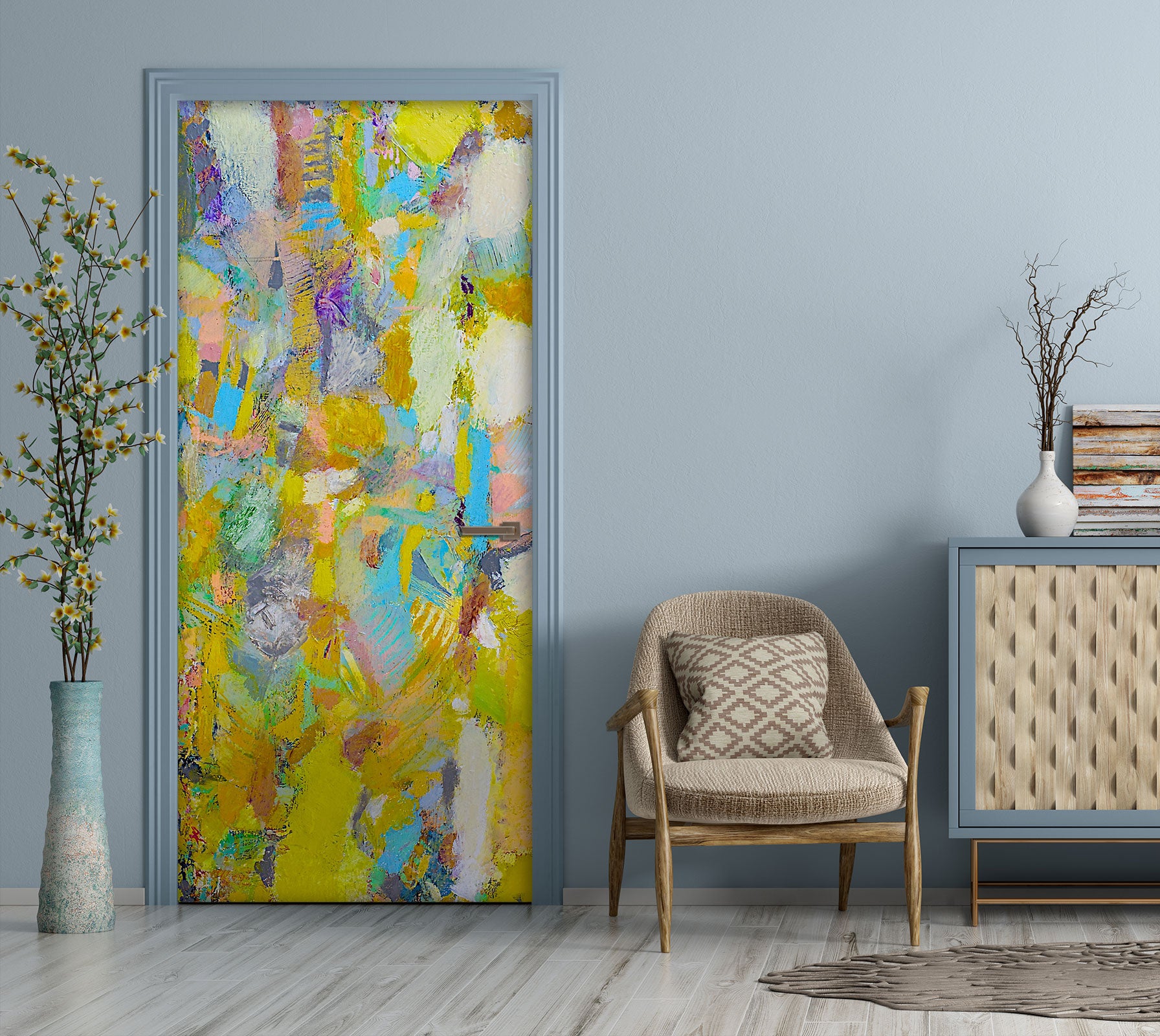 3D Yellow Color Oil Painting Pattern 9299 Allan P. Friedlander Door Mural