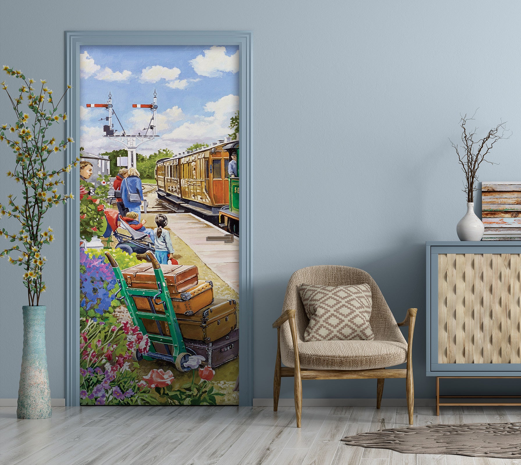 3D Train Luggage 103146 Trevor Mitchell Door Mural