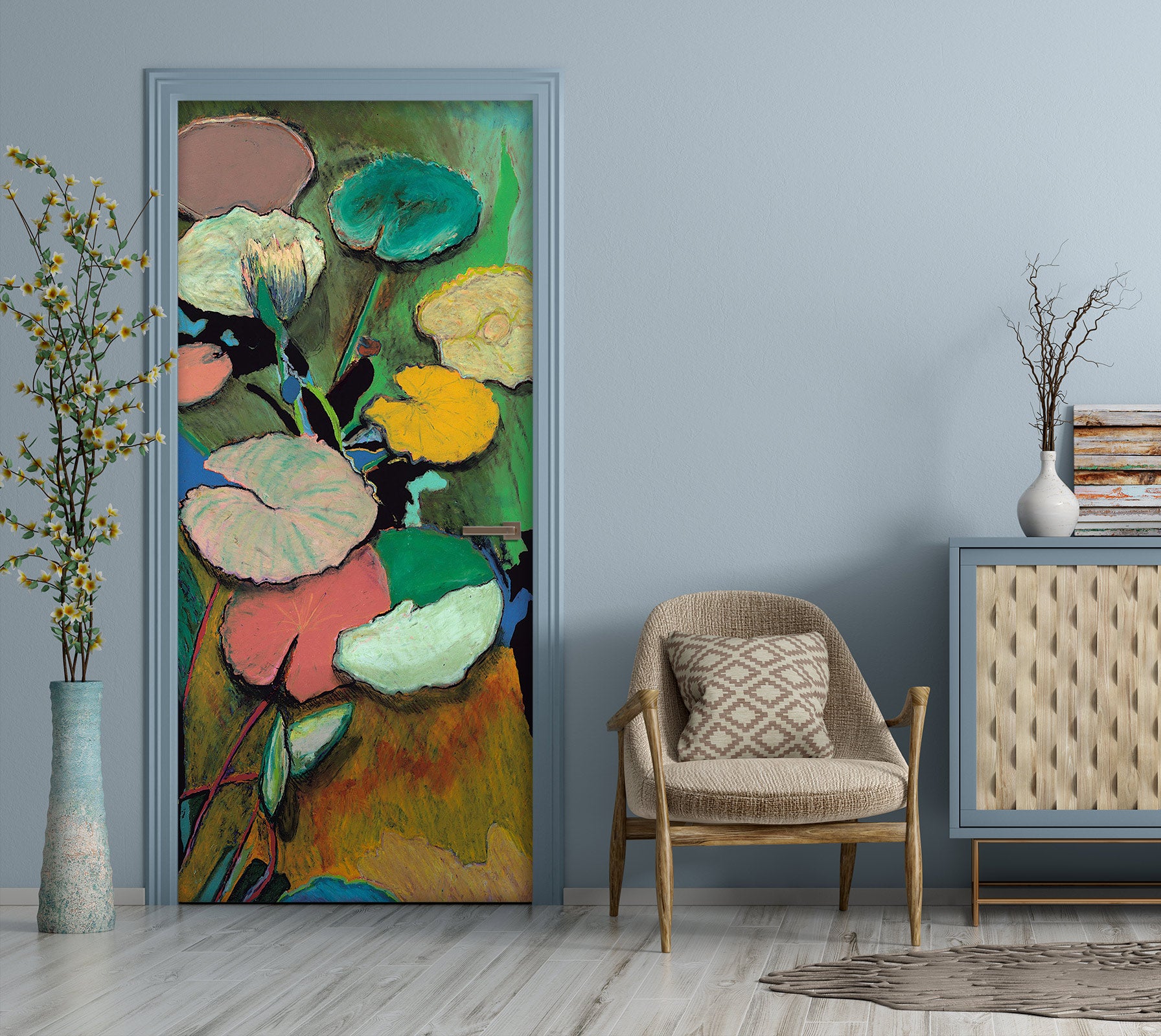 3D Lotus Leaf Color 9418 Allan P. Friedlander Door Mural