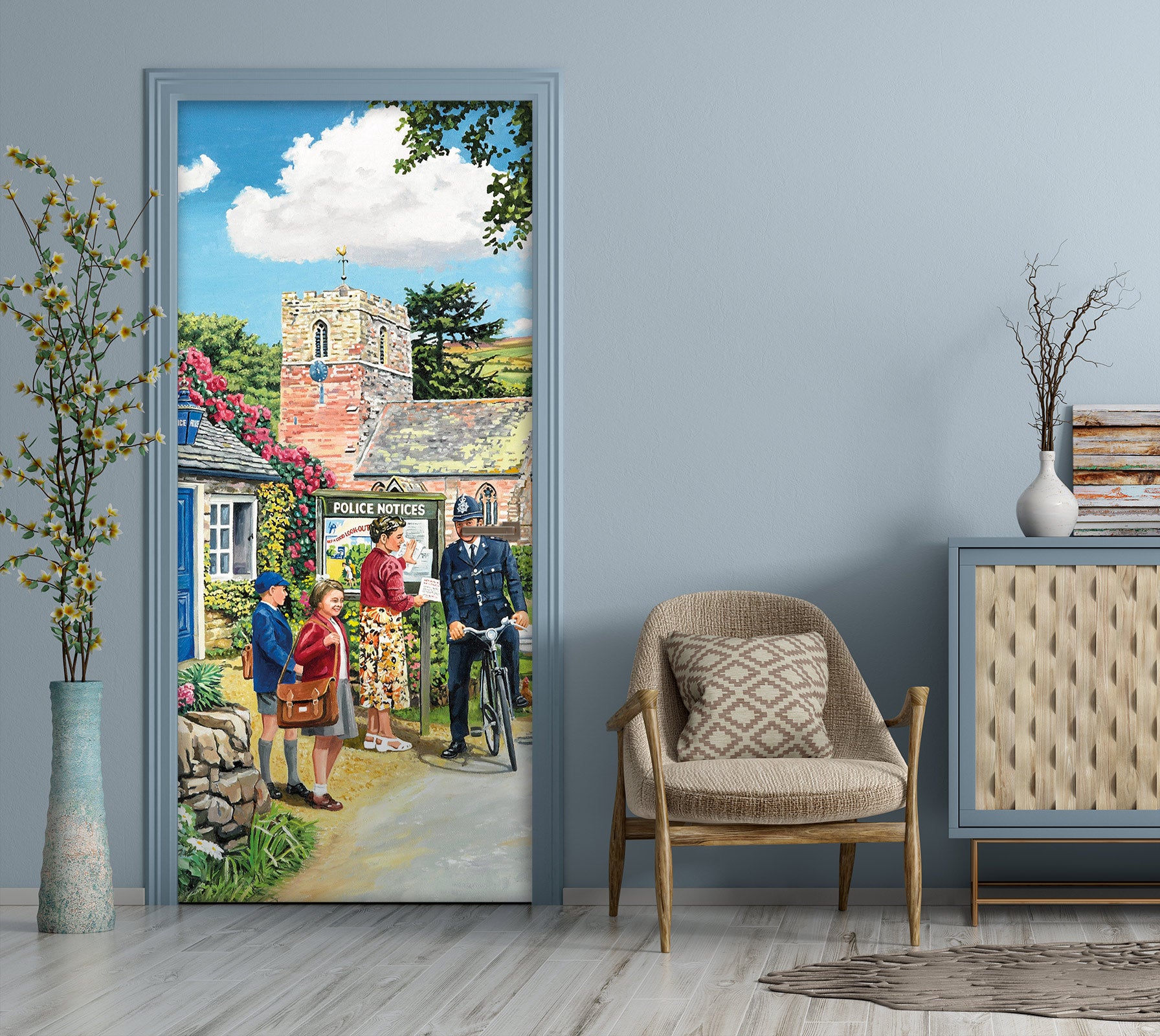 3D People Houses 103165 Trevor Mitchell Door Mural