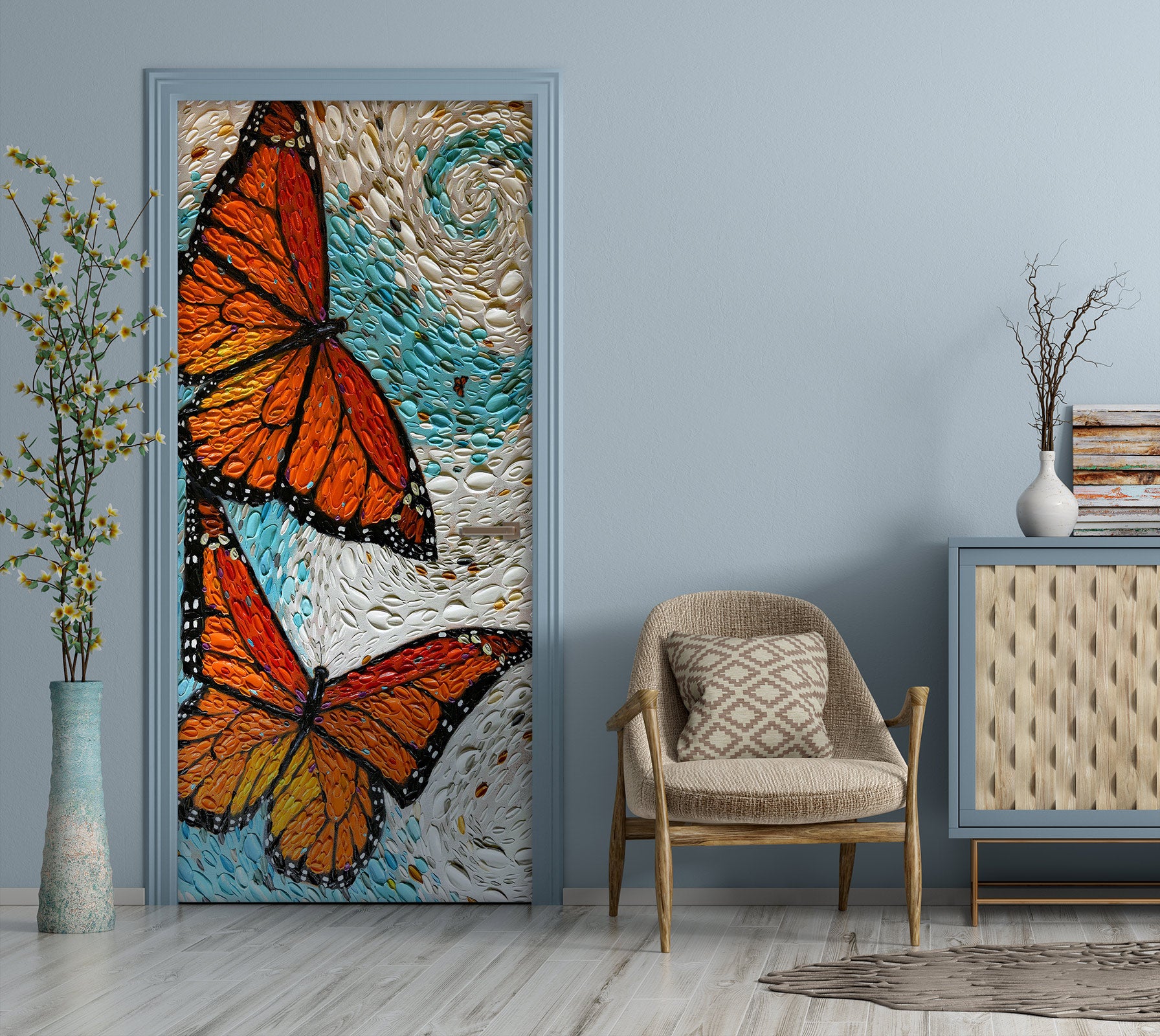 3D Two Butterflies 11308 Dena Tollefson Door Mural