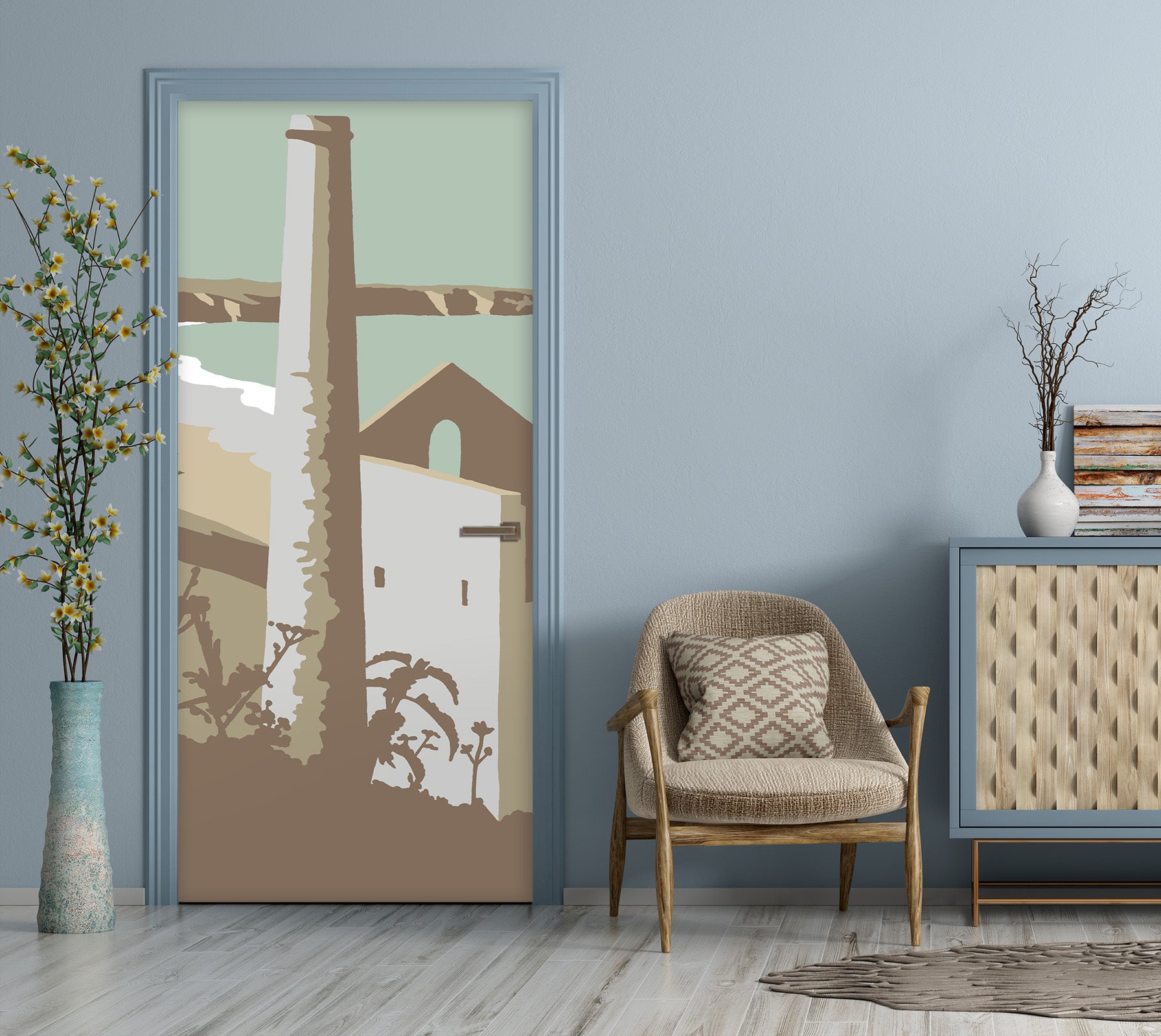 3D House Chimney 9279 Steve Read Door Mural