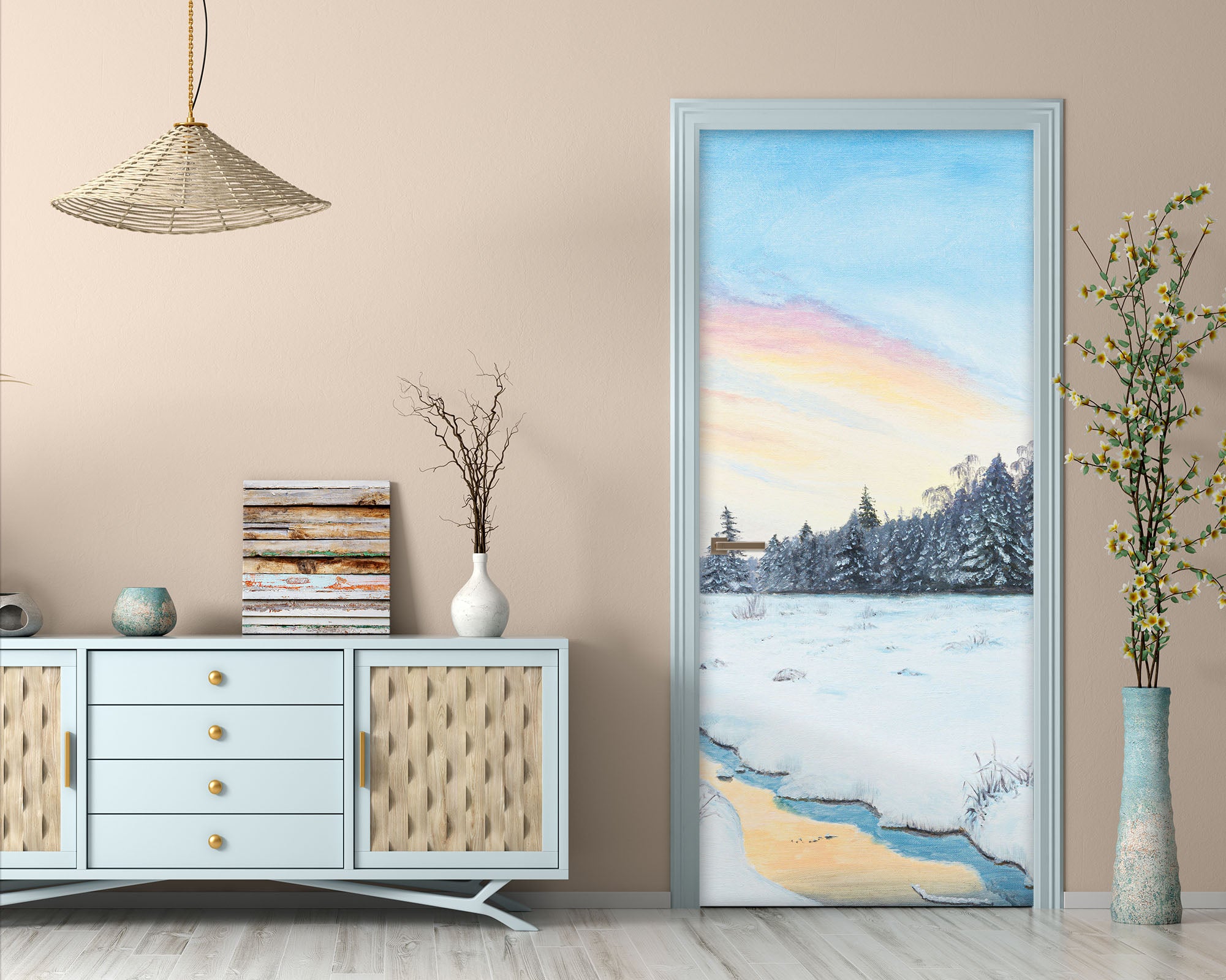 3D Snow Trees 9449 Marina Zotova Door Mural