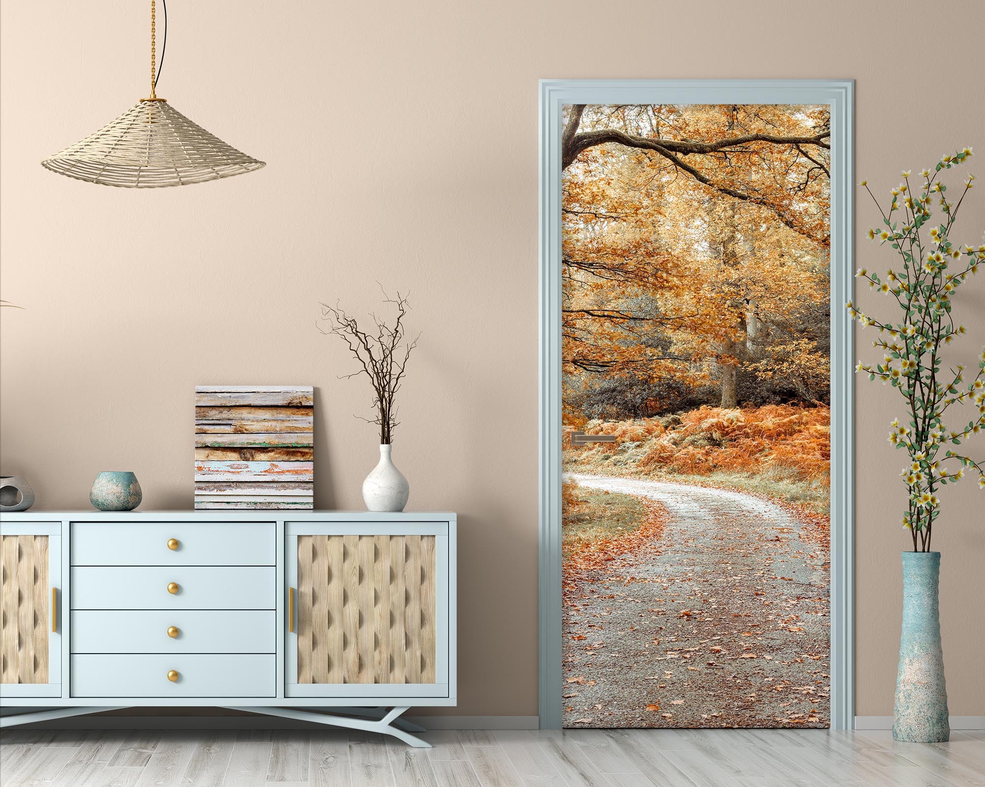 3D Autumn Path Trees 10210 Assaf Frank Door Mural