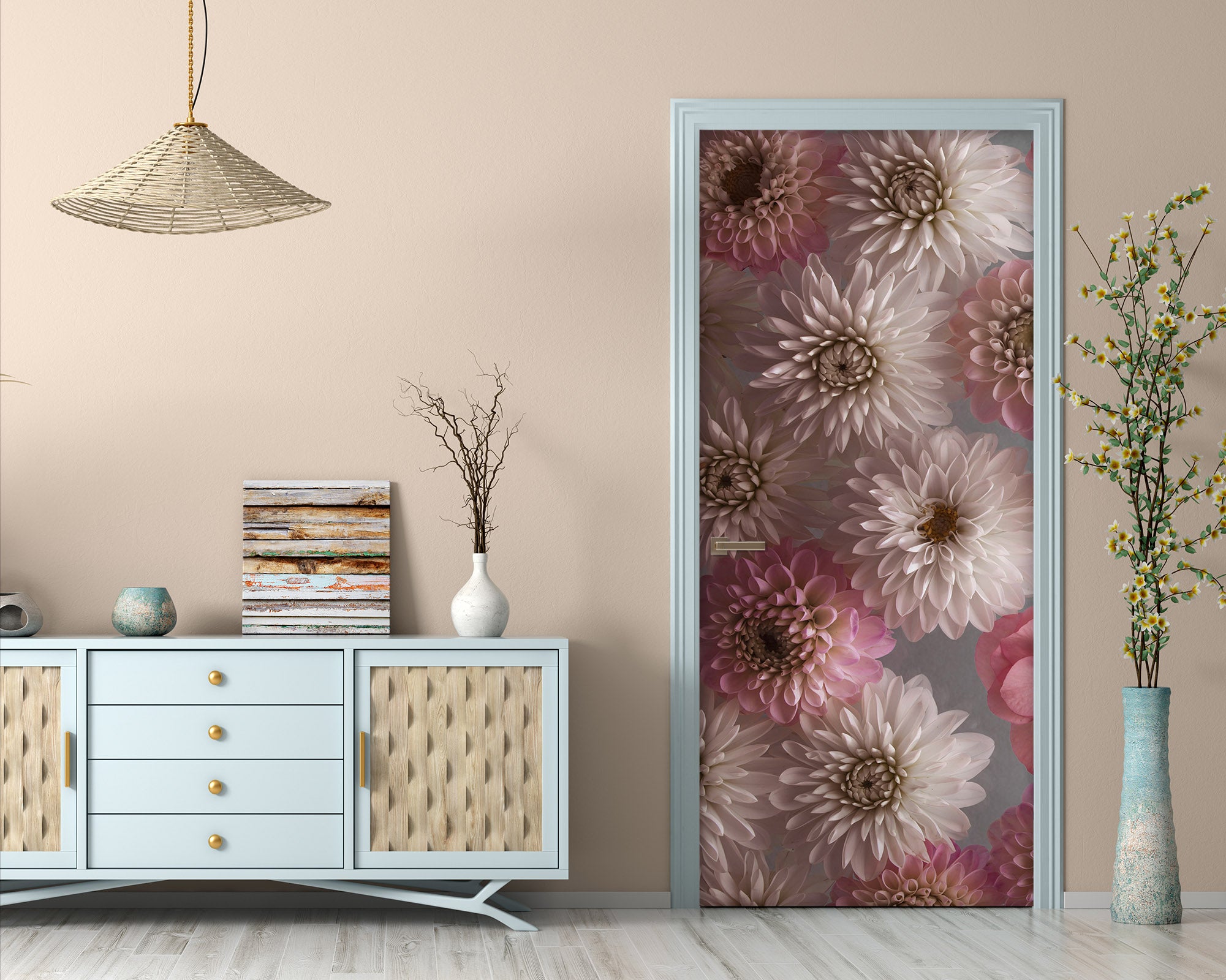 3D Pink Chrysanthemum 101136 Assaf Frank Door Mural