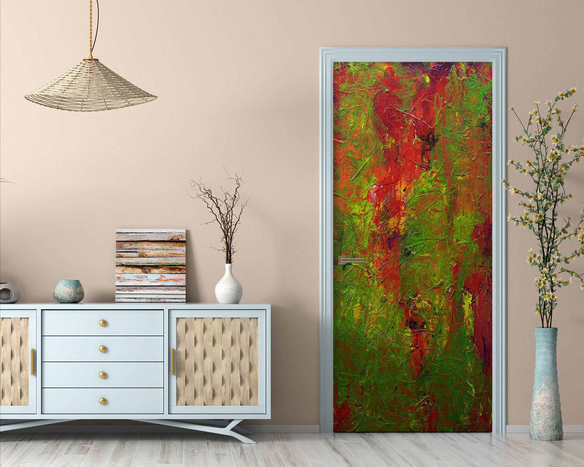 3D Green Red Pattern 10123 Allan P. Friedlander Door Mural