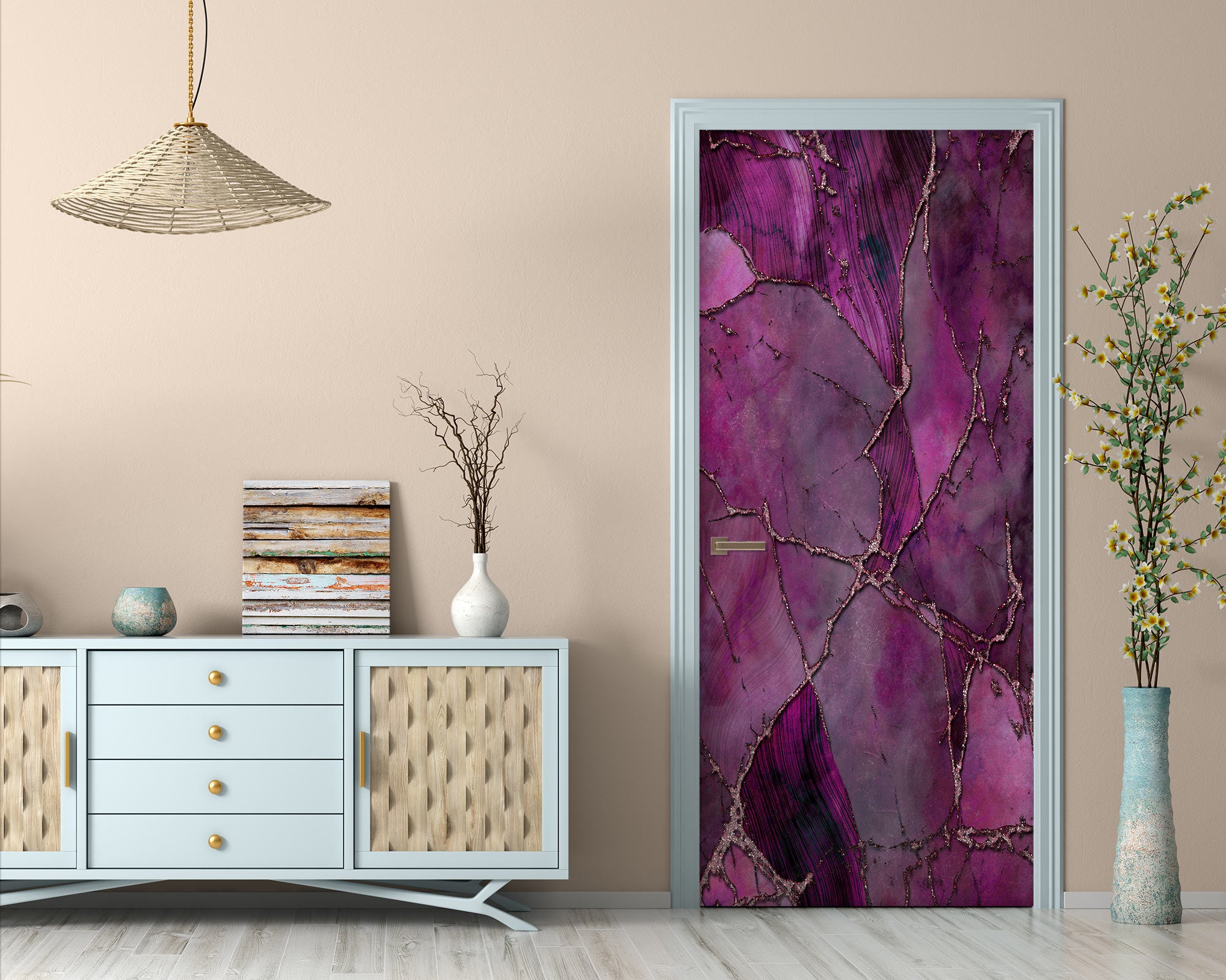 3D Purple Marbled Crack 102100 Andrea Haase Door Mural