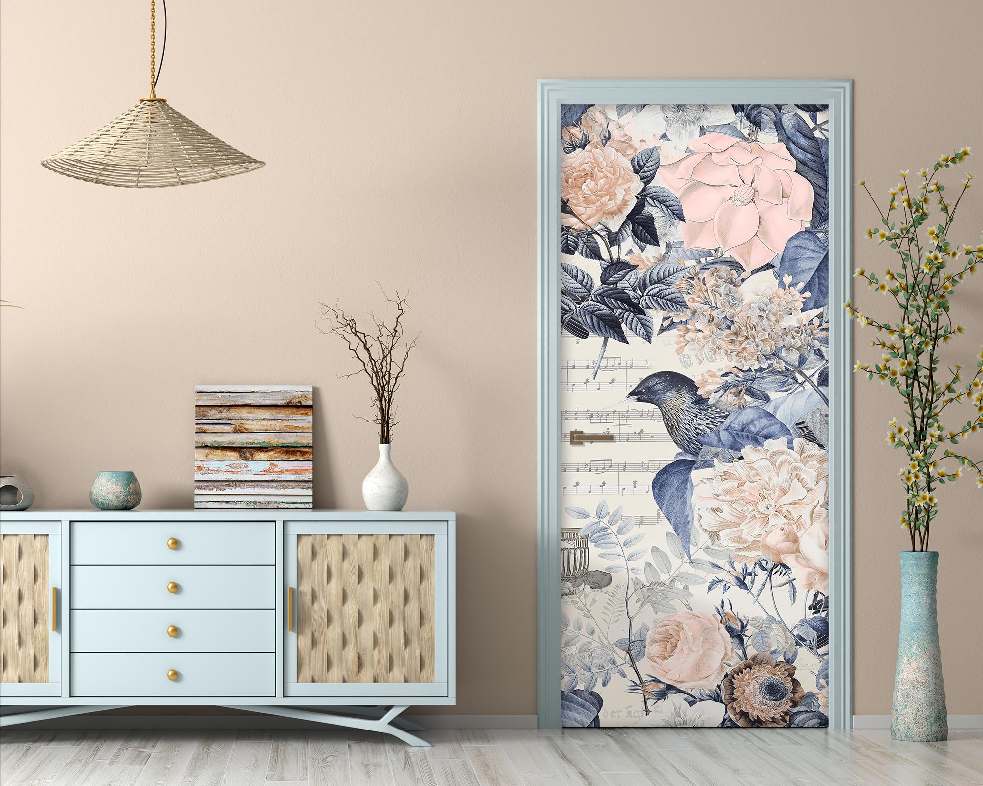 3D Flower Bird Pattern 11892 Andrea Haase Door Mural