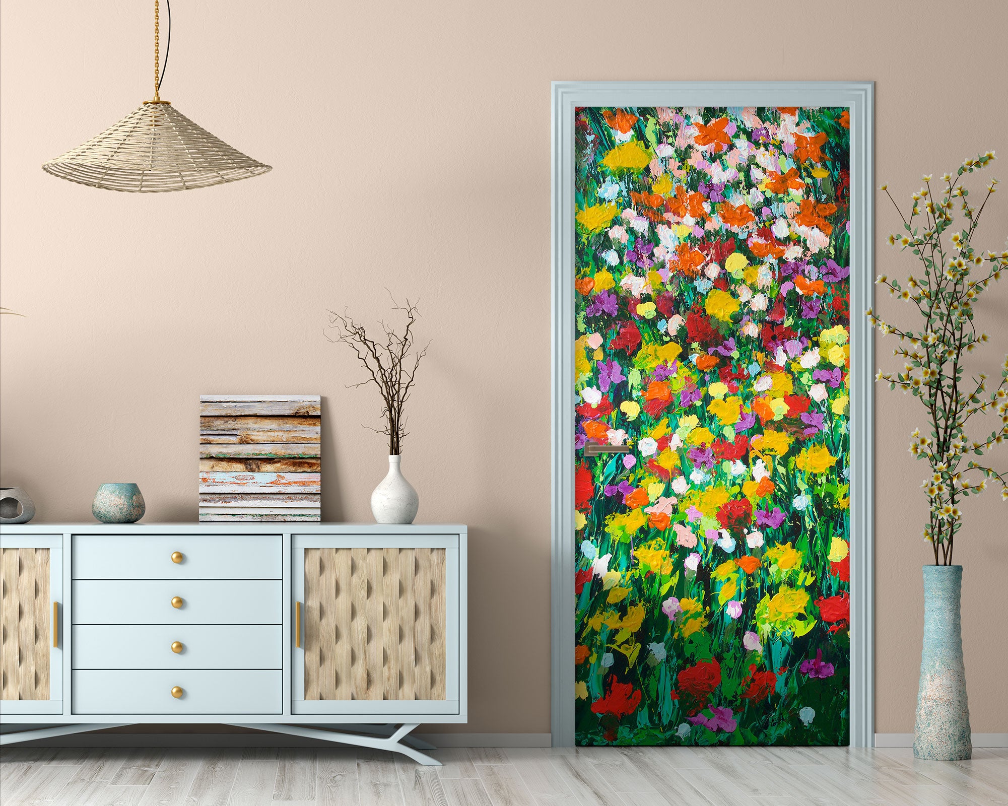 3D Colorful Flowers 9295 Allan P. Friedlander Door Mural