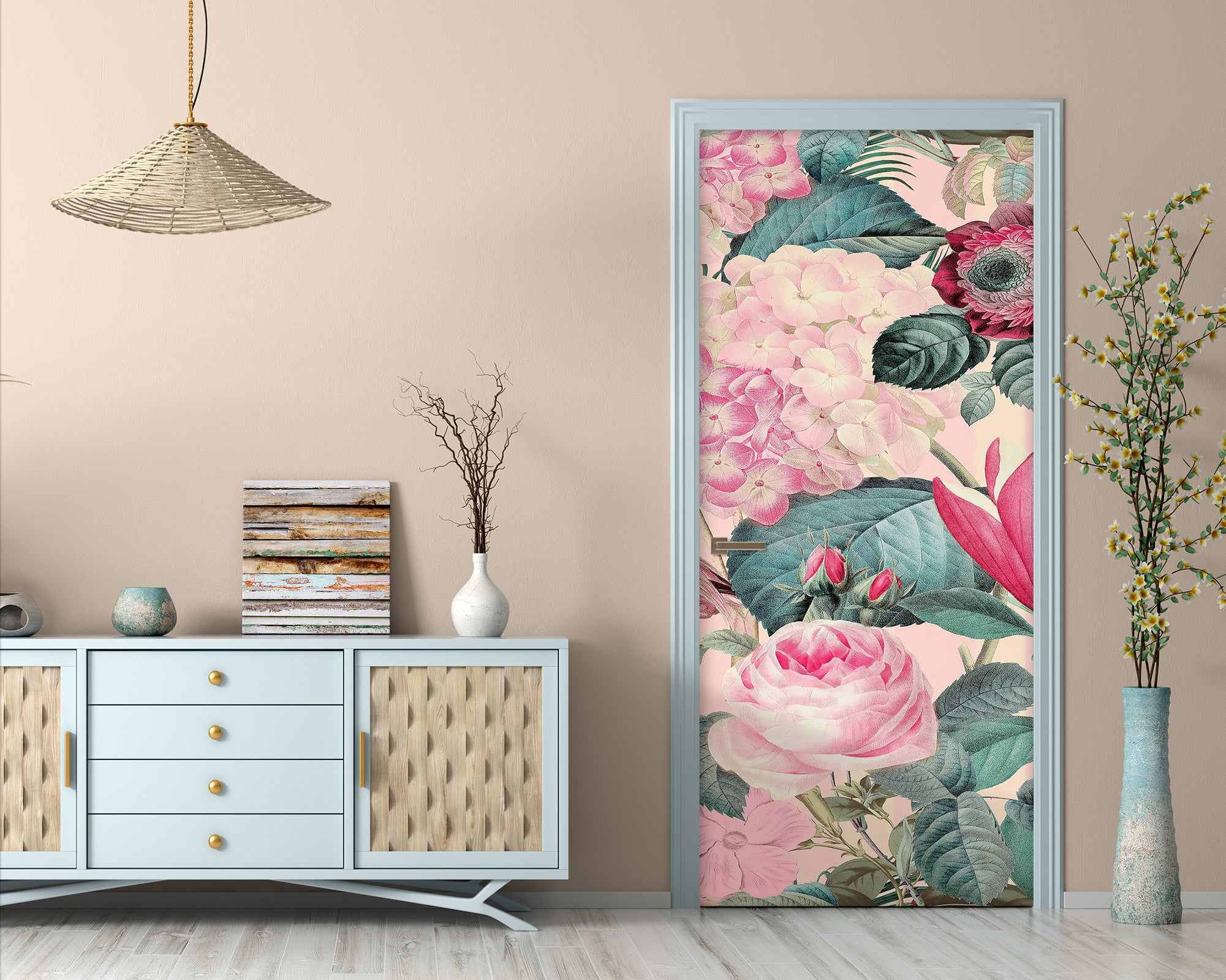 3D Pink Rose Flowers 118121 Andrea Haase Door Mural