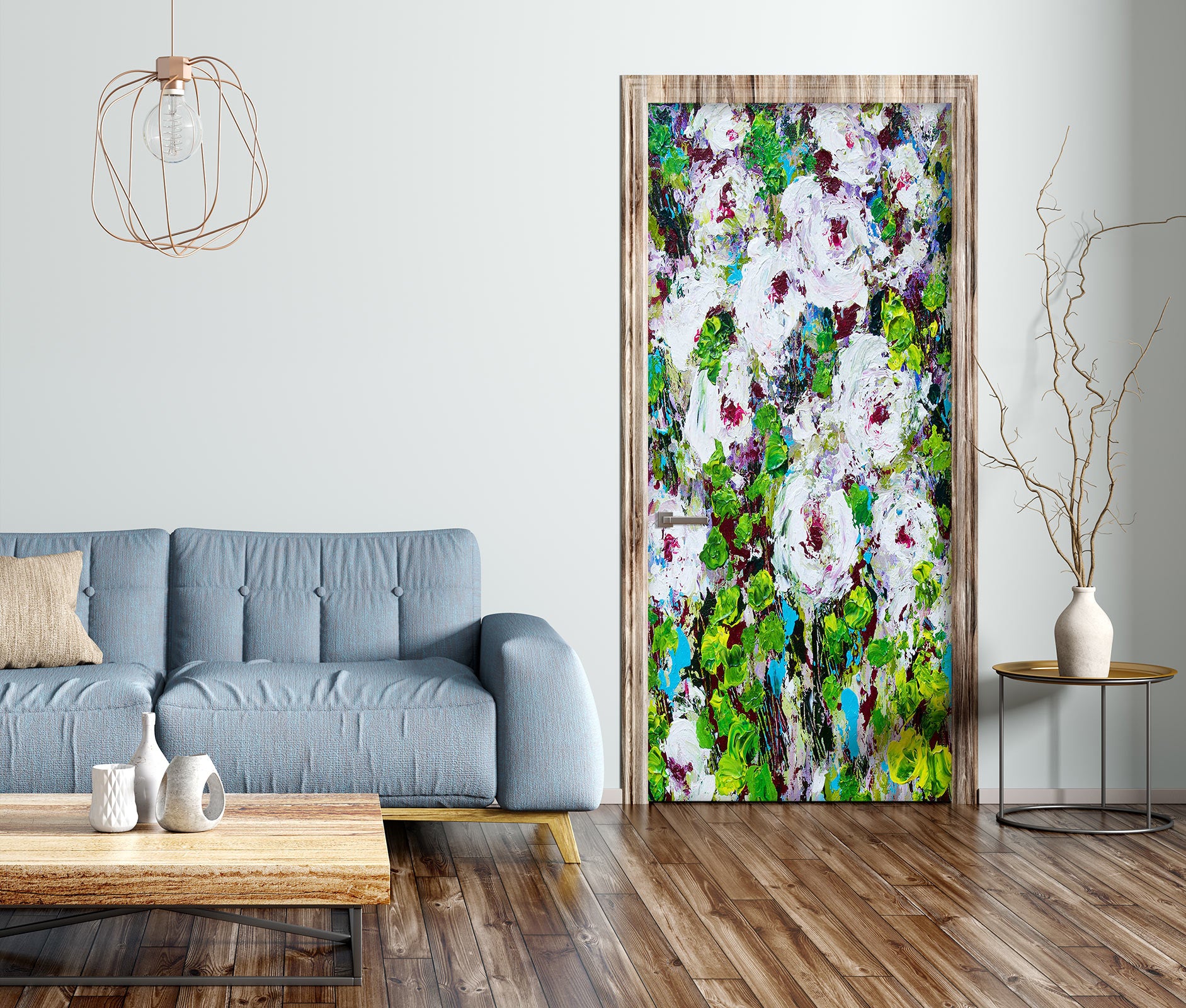 3D White Flower Garden 93171 Allan P. Friedlander Door Mural