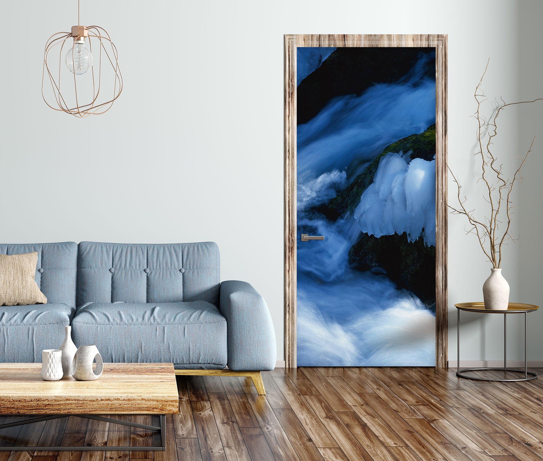 3D White Ice 244 Door Mural