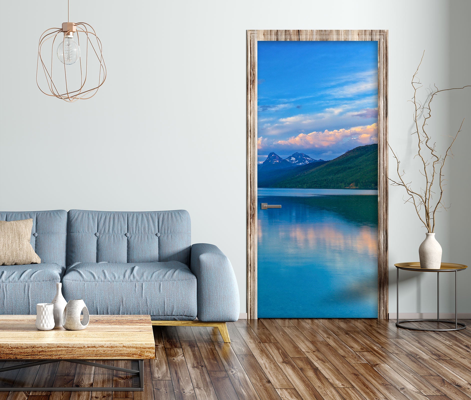 3D Blue Lake Mountains 110211 Kathy Barefield Door Mural