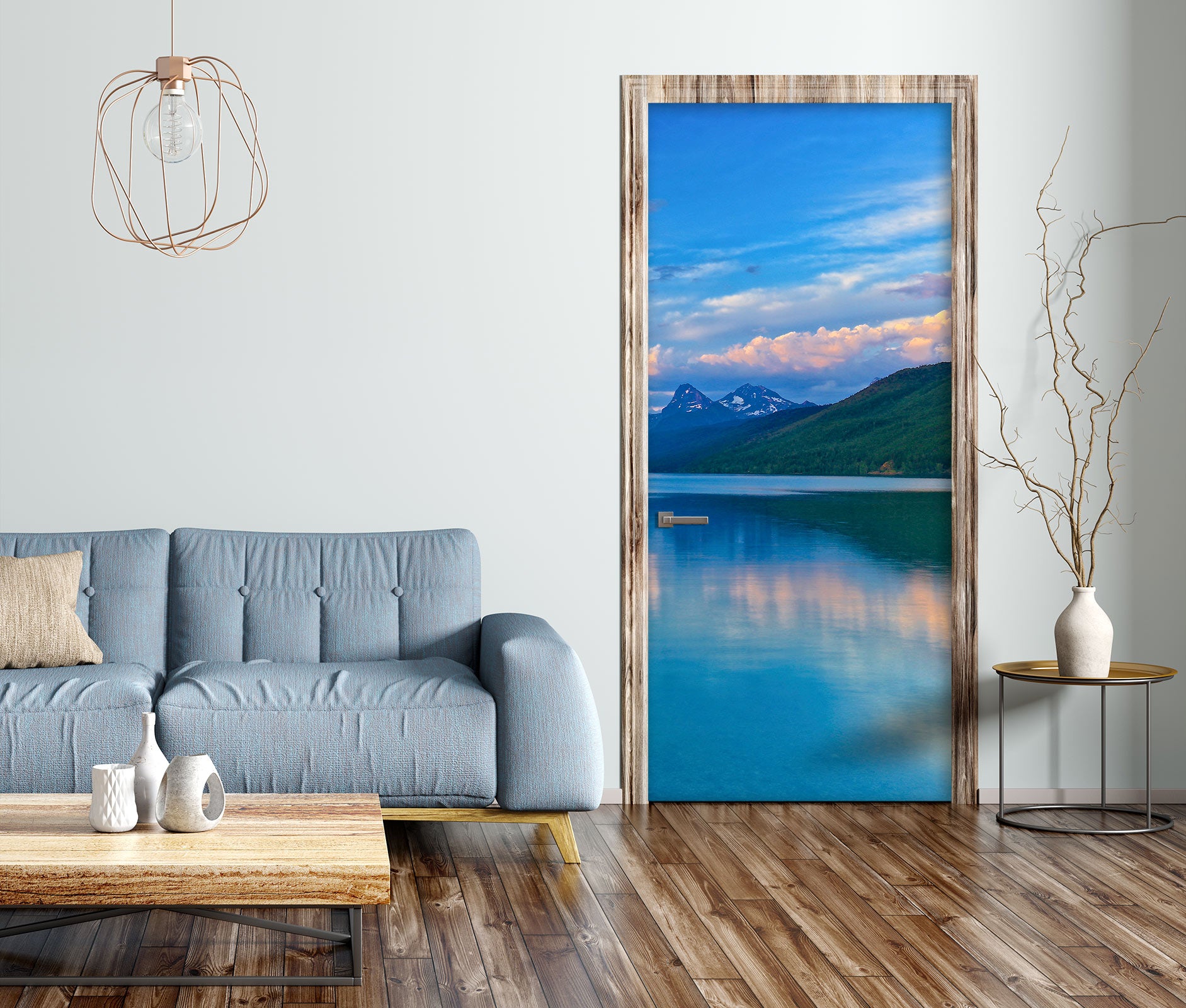 3D Blue Lake Mountains 110211 Kathy Barefield Door Mural