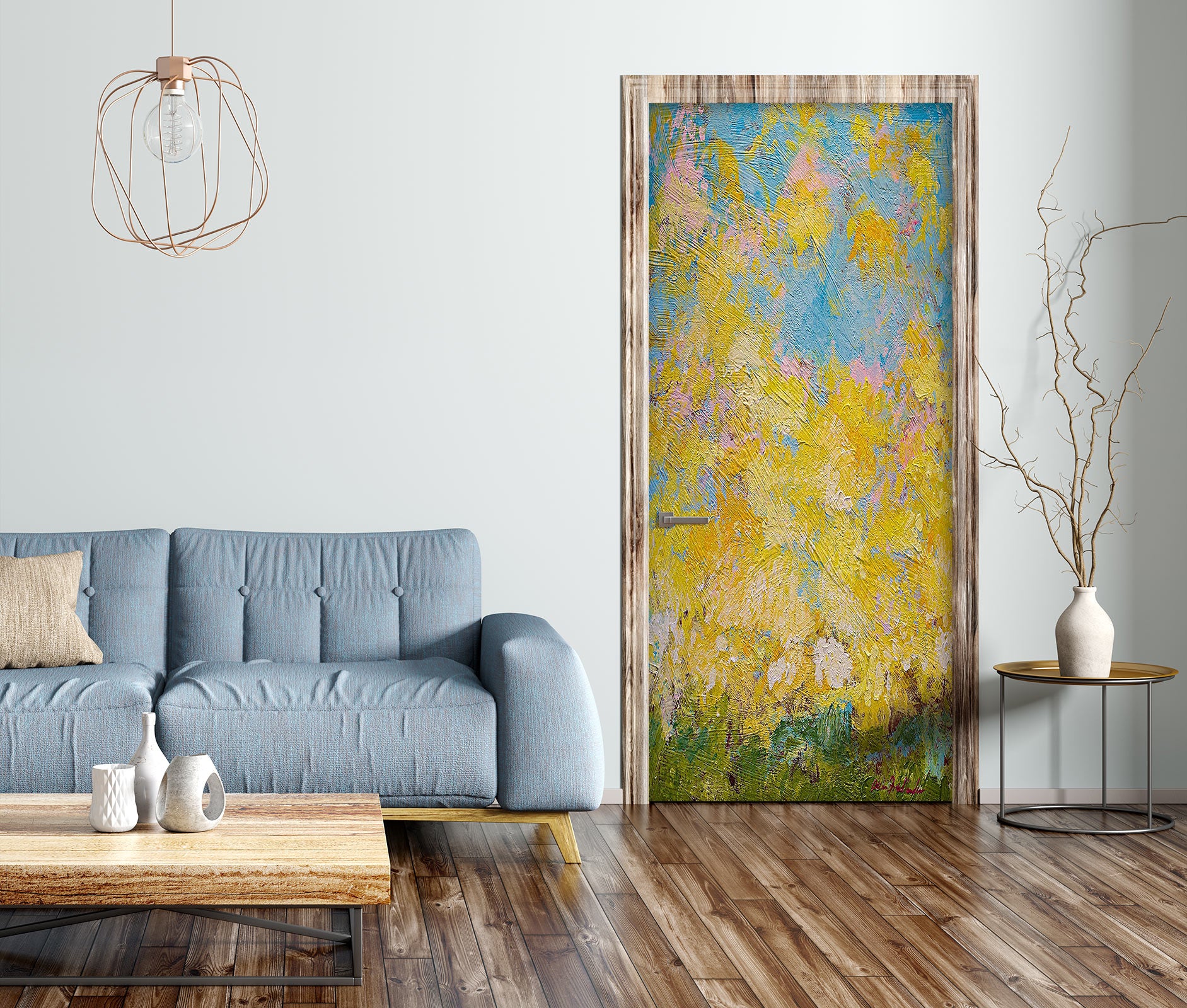 3D Yellow Flowers Oil Painting 93101 Allan P. Friedlander Door Mural