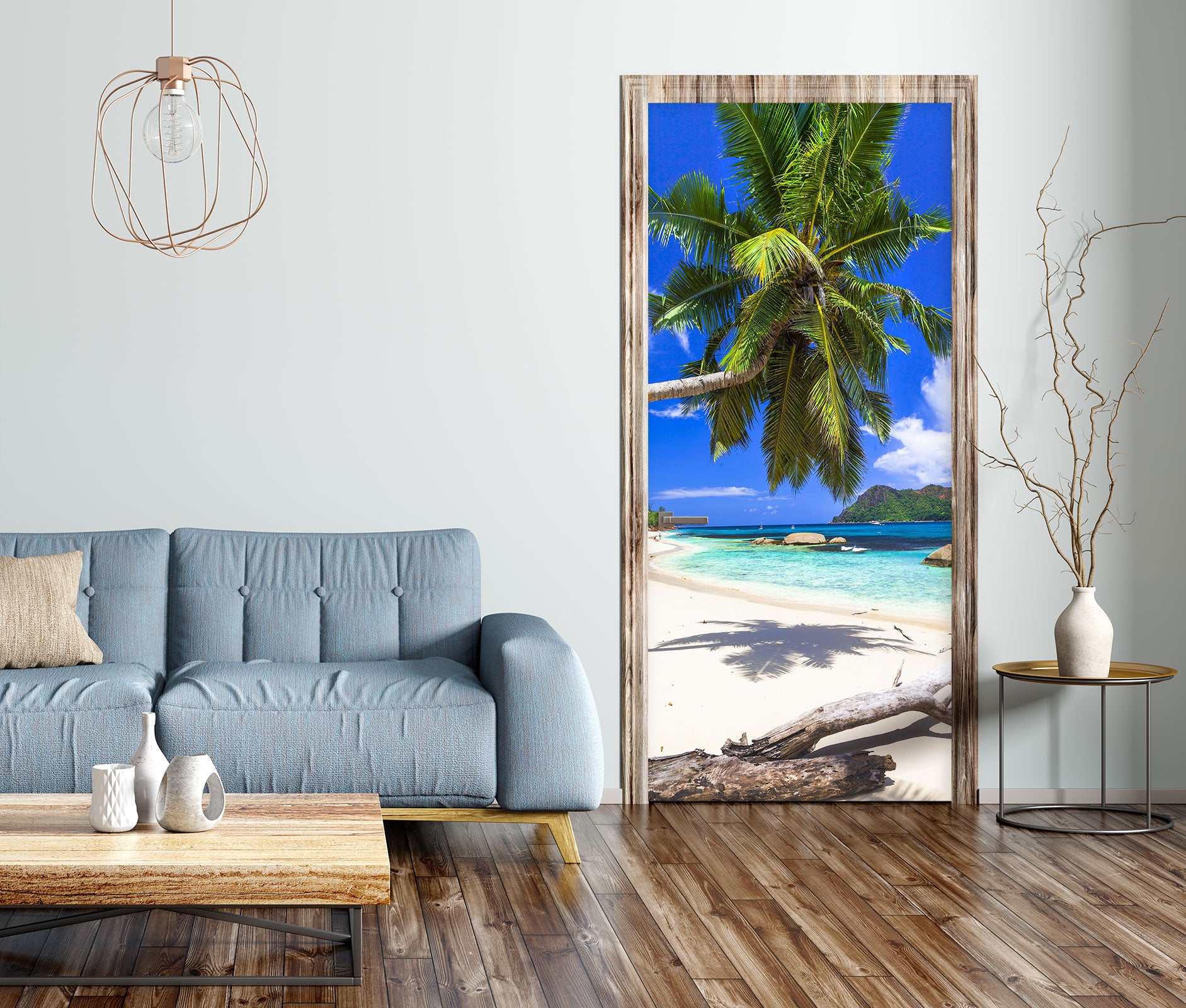 3D Beach Coconut Tree 173 Door Mural