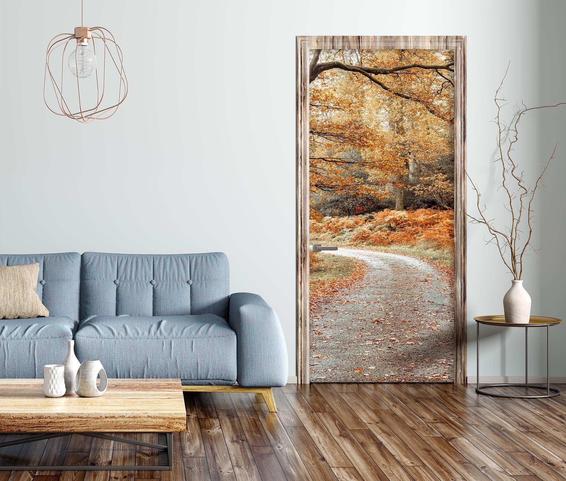 3D Autumn Path Trees 10210 Assaf Frank Door Mural