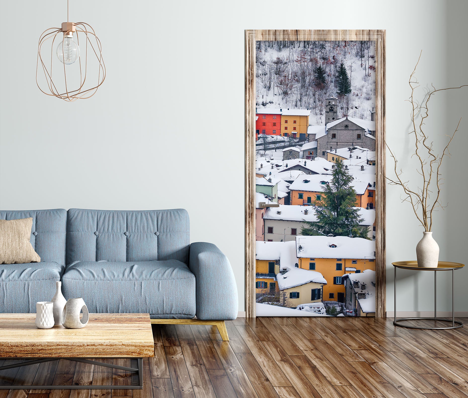 3D House Snow 119187 Marco Carmassi Door Mural