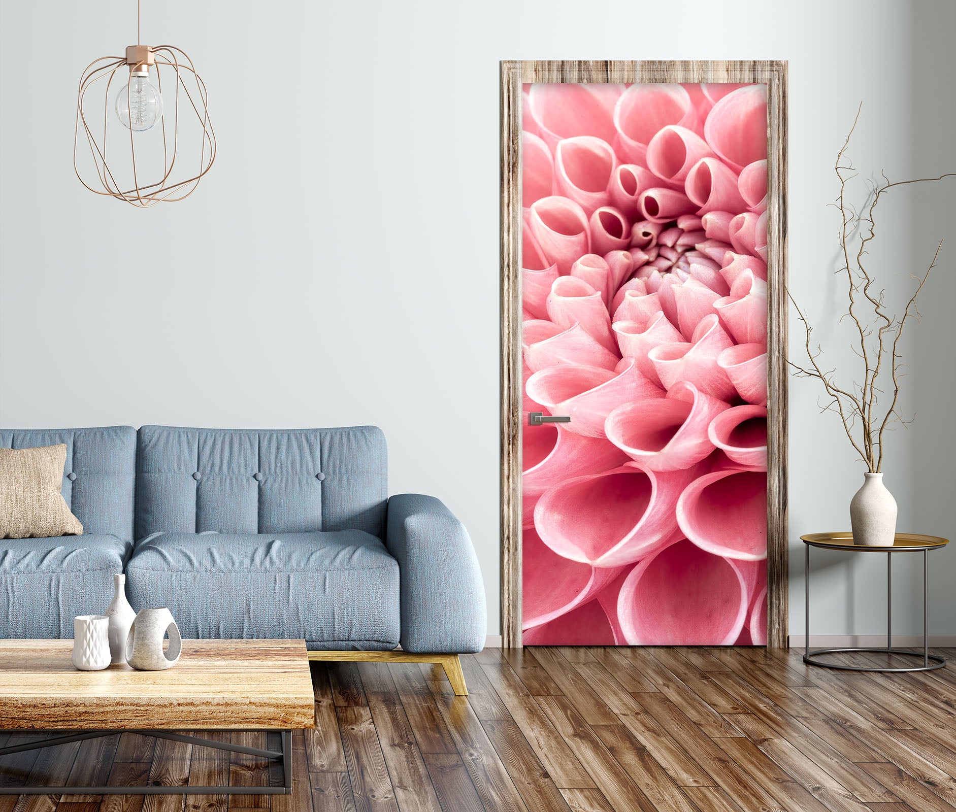 3D Pink Petals 5052 Assaf Frank Door Mural