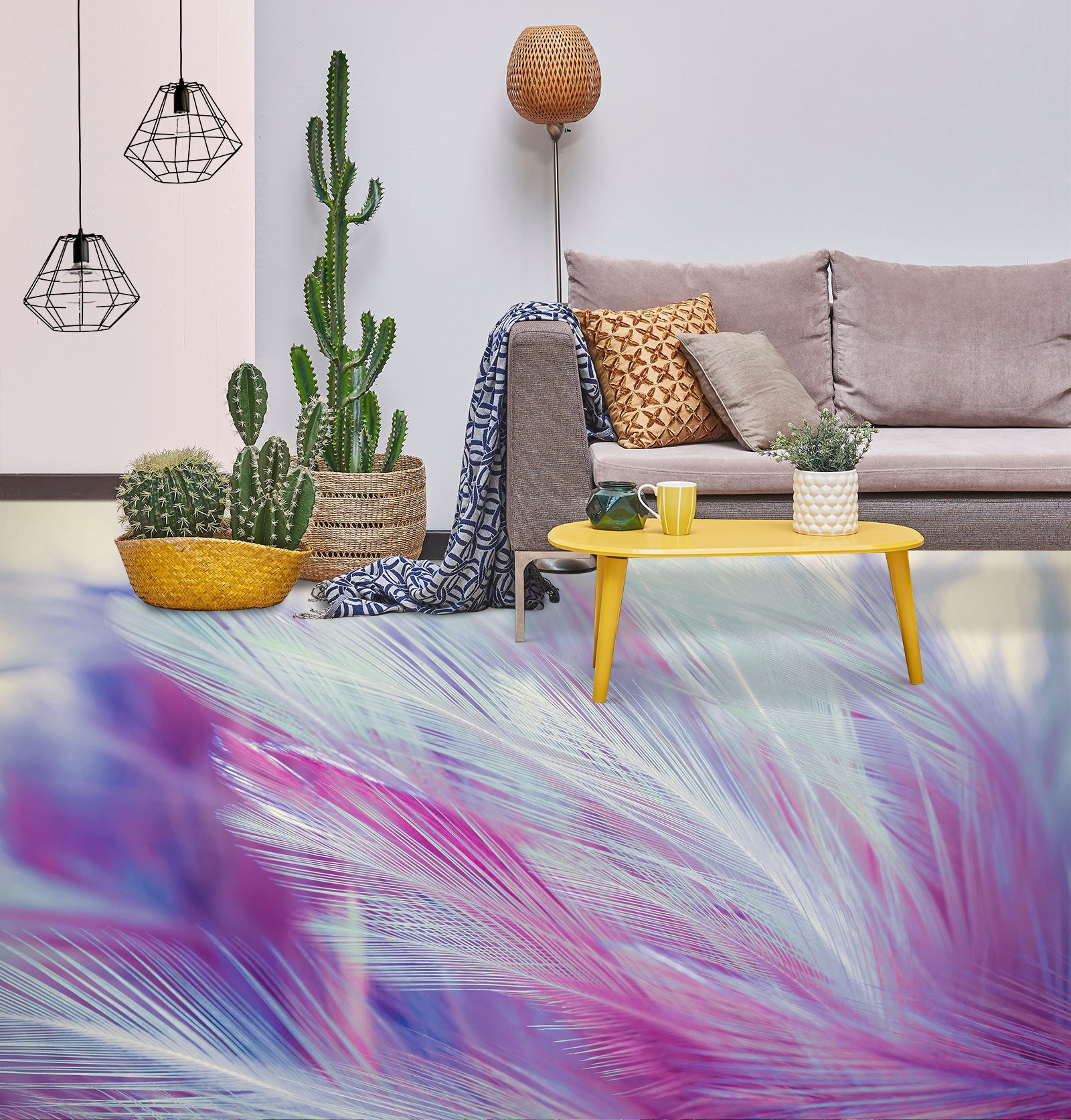 3D Glamour Purple Feathers 1142 Floor Mural  Wallpaper Murals Self-Adhesive Removable Print Epoxy