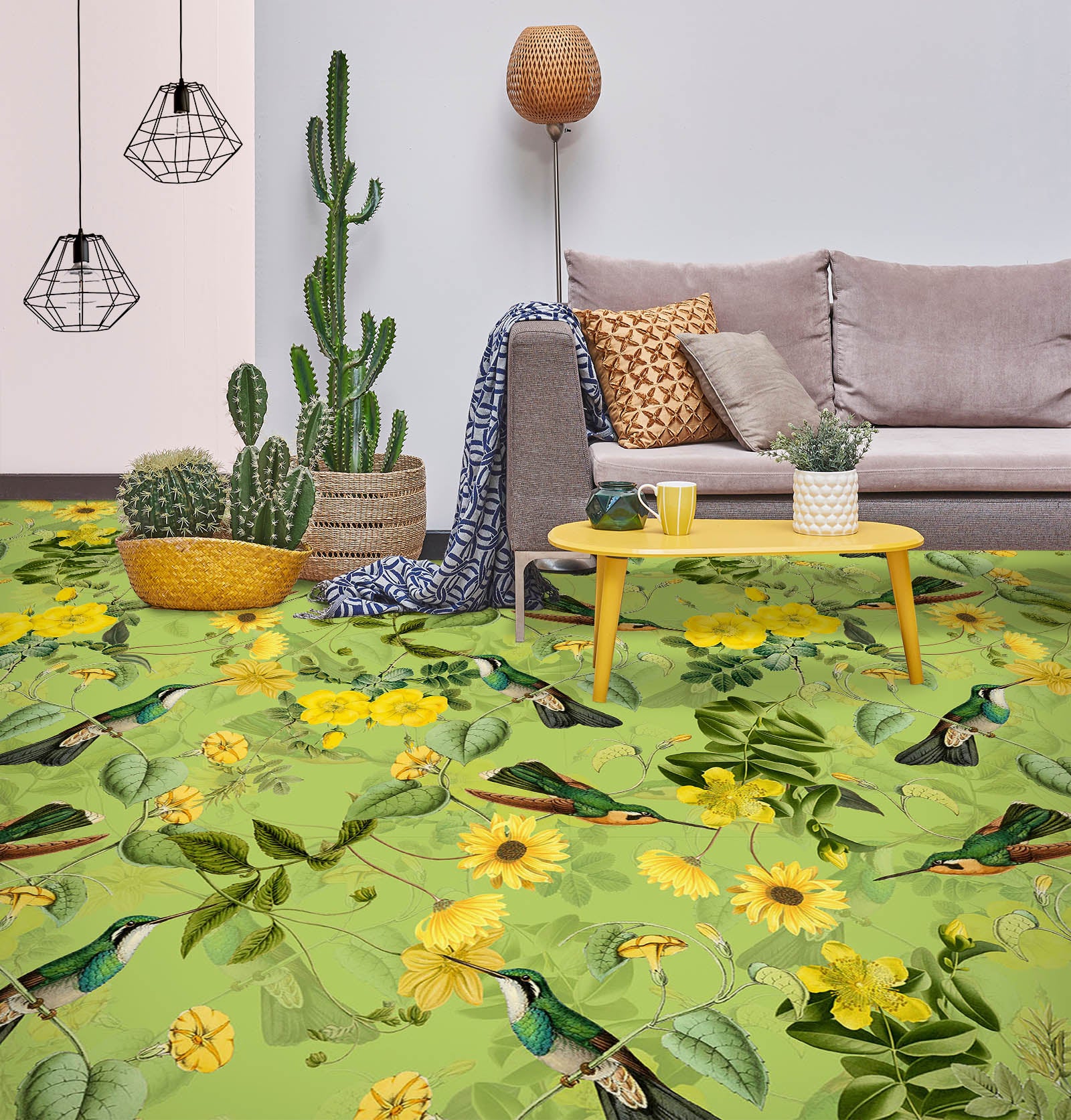 3D Green Pattern Bird Leaves 99220 Uta Naumann Floor Mural  Wallpaper Murals Self-Adhesive Removable Print Epoxy