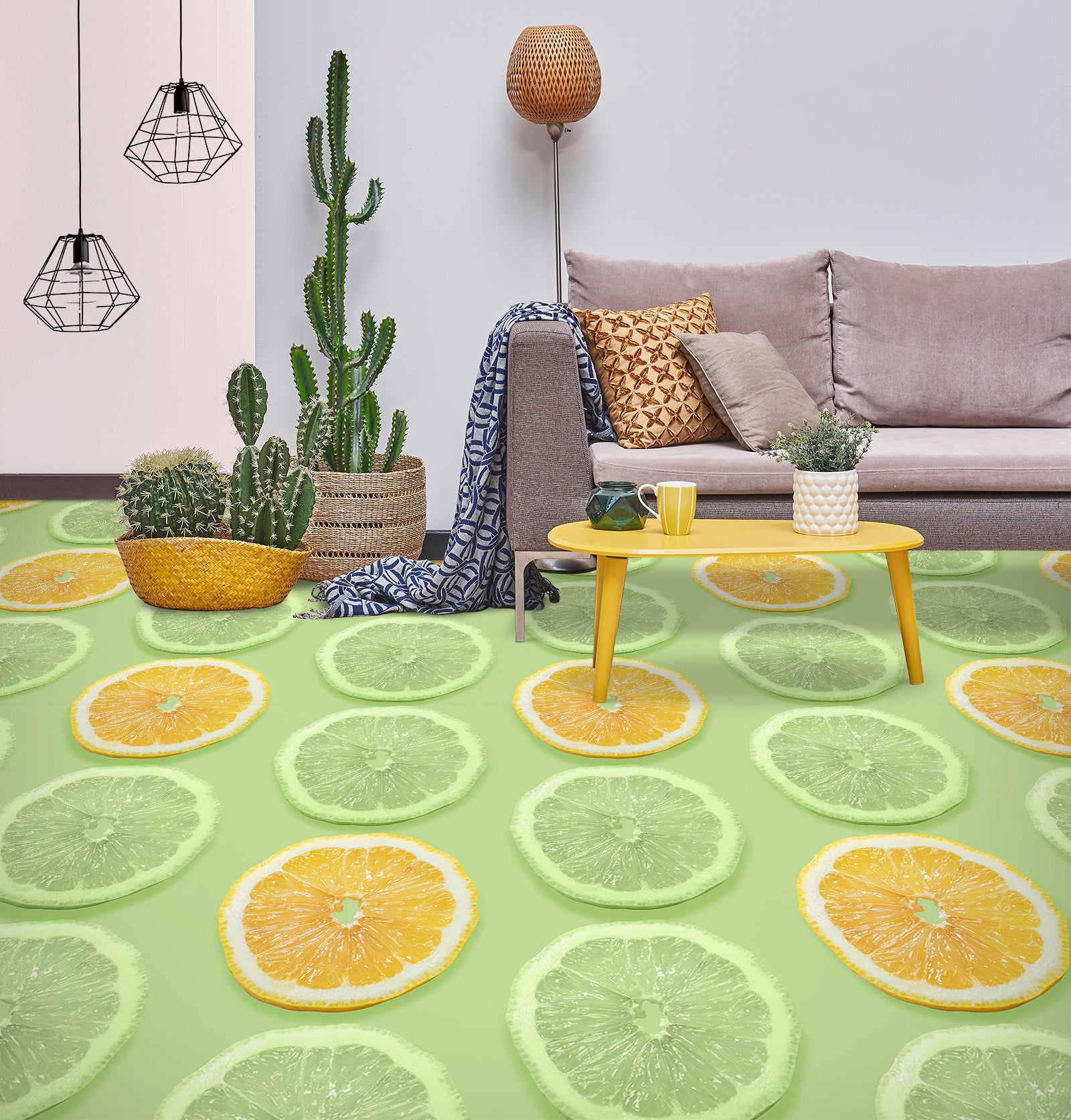 3D Refreshing Lemon Slices 1171 Floor Mural
