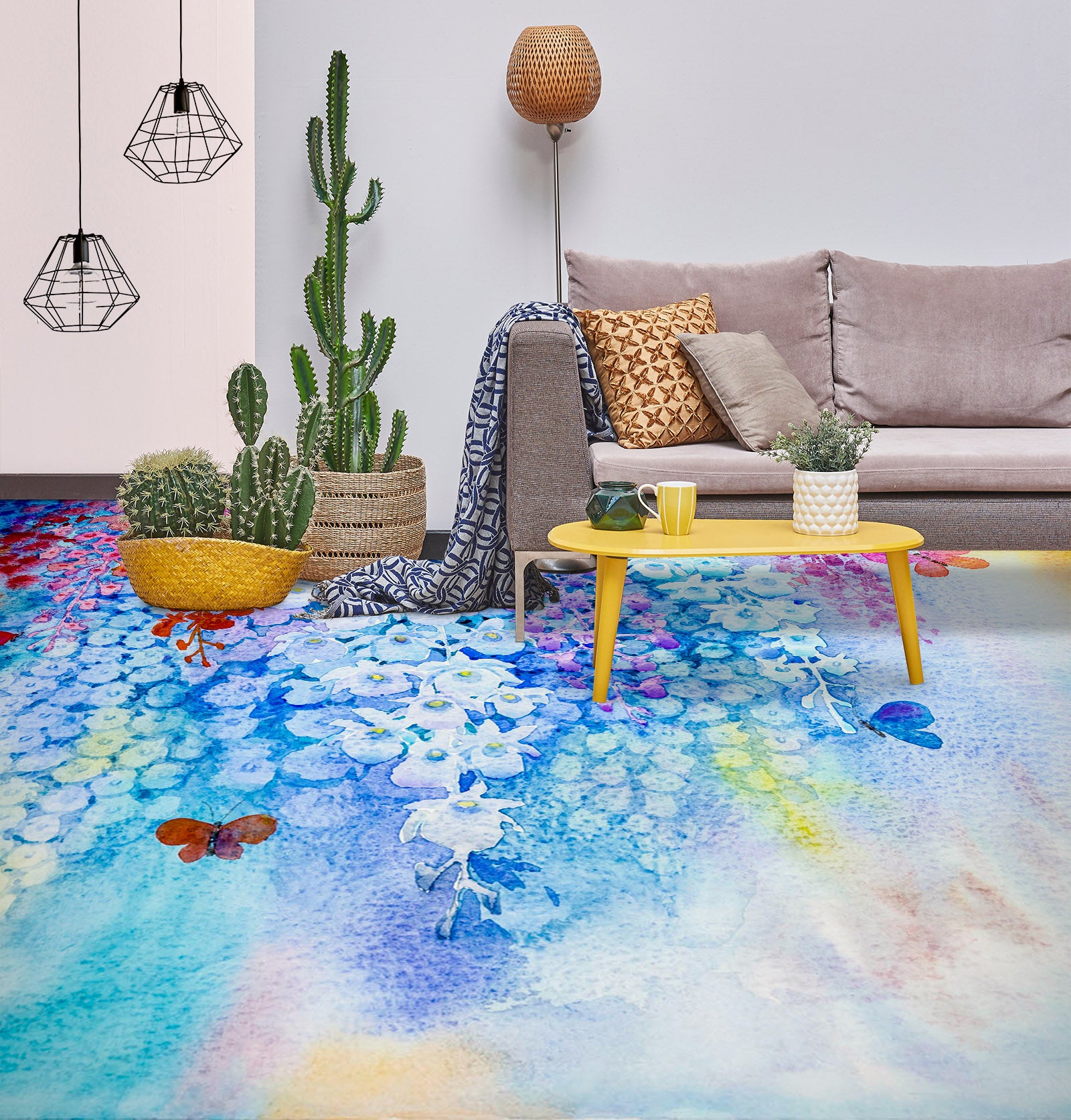 3D Blue Flower Bunch 1229 Floor Mural  Wallpaper Murals Self-Adhesive Removable Print Epoxy