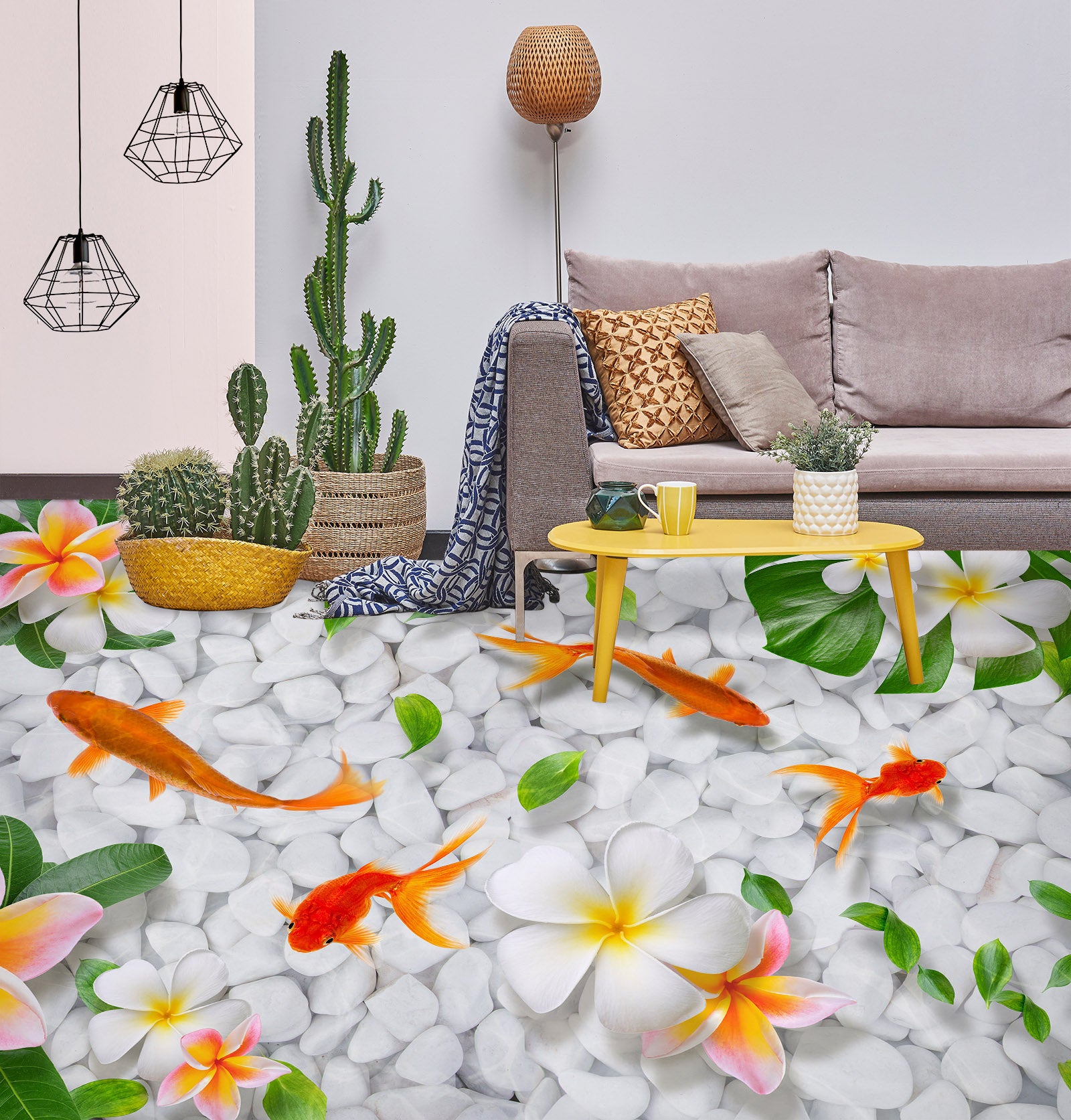 3D Goldfish And Flowers 276 Floor Mural  Wallpaper Murals Rug & Mat Print Epoxy waterproof bath floor