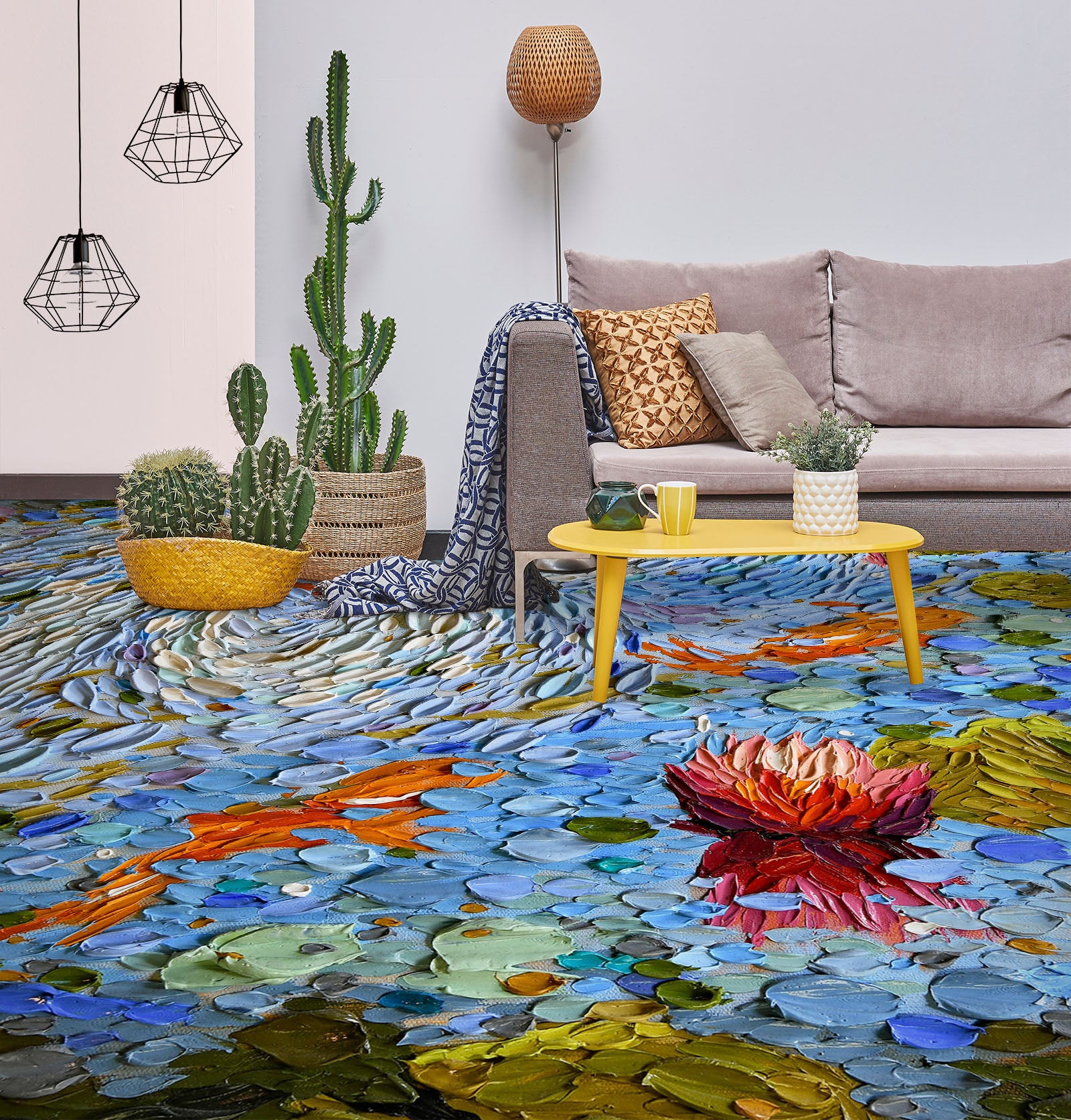 3D Red Lotus Goldfish 102162 Dena Tollefson Floor Mural  Wallpaper Murals Self-Adhesive Removable Print Epoxy