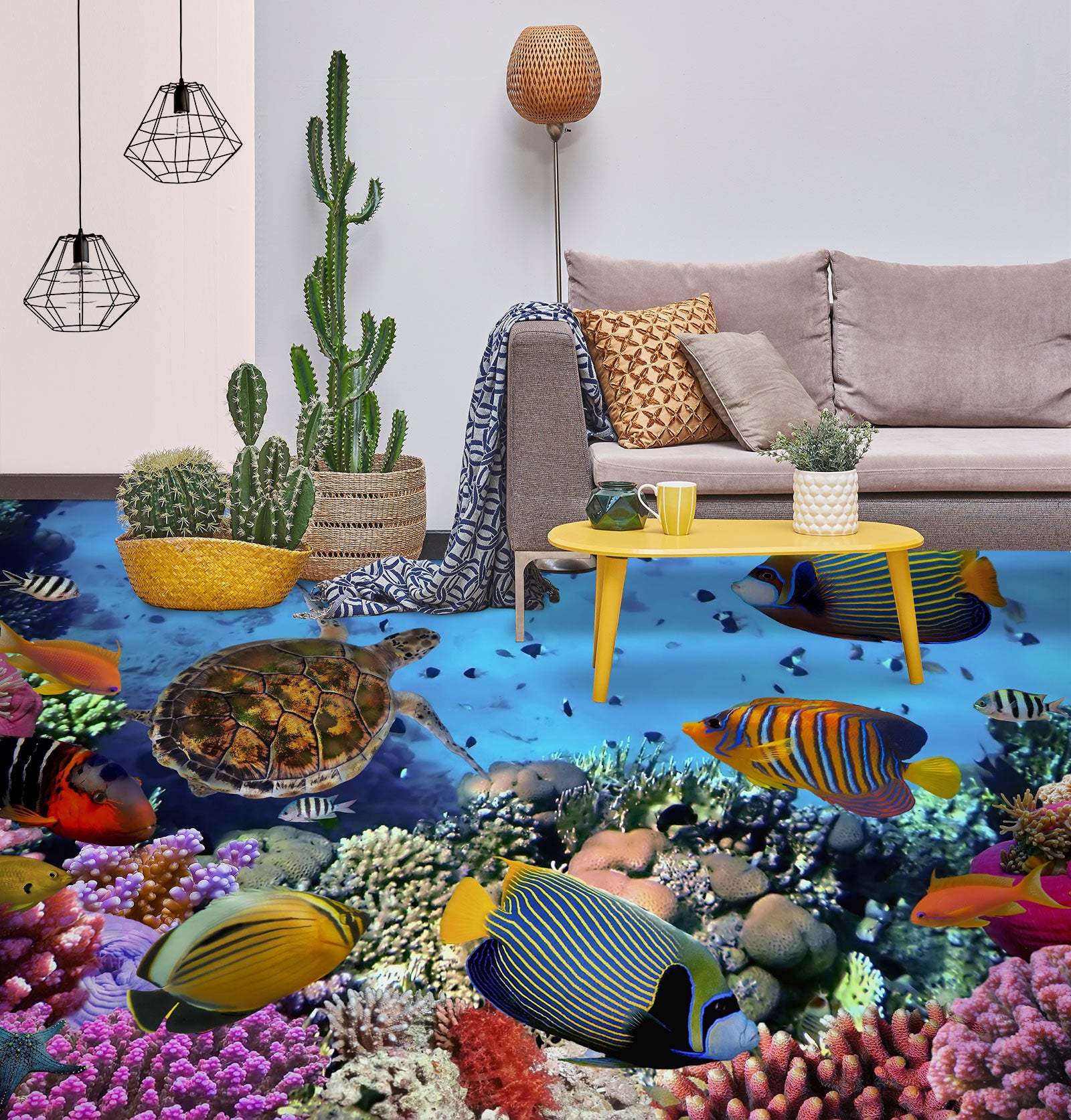 3D Fun Striped Fish 630 Floor Mural  Wallpaper Murals Rug & Mat Print Epoxy waterproof bath floor