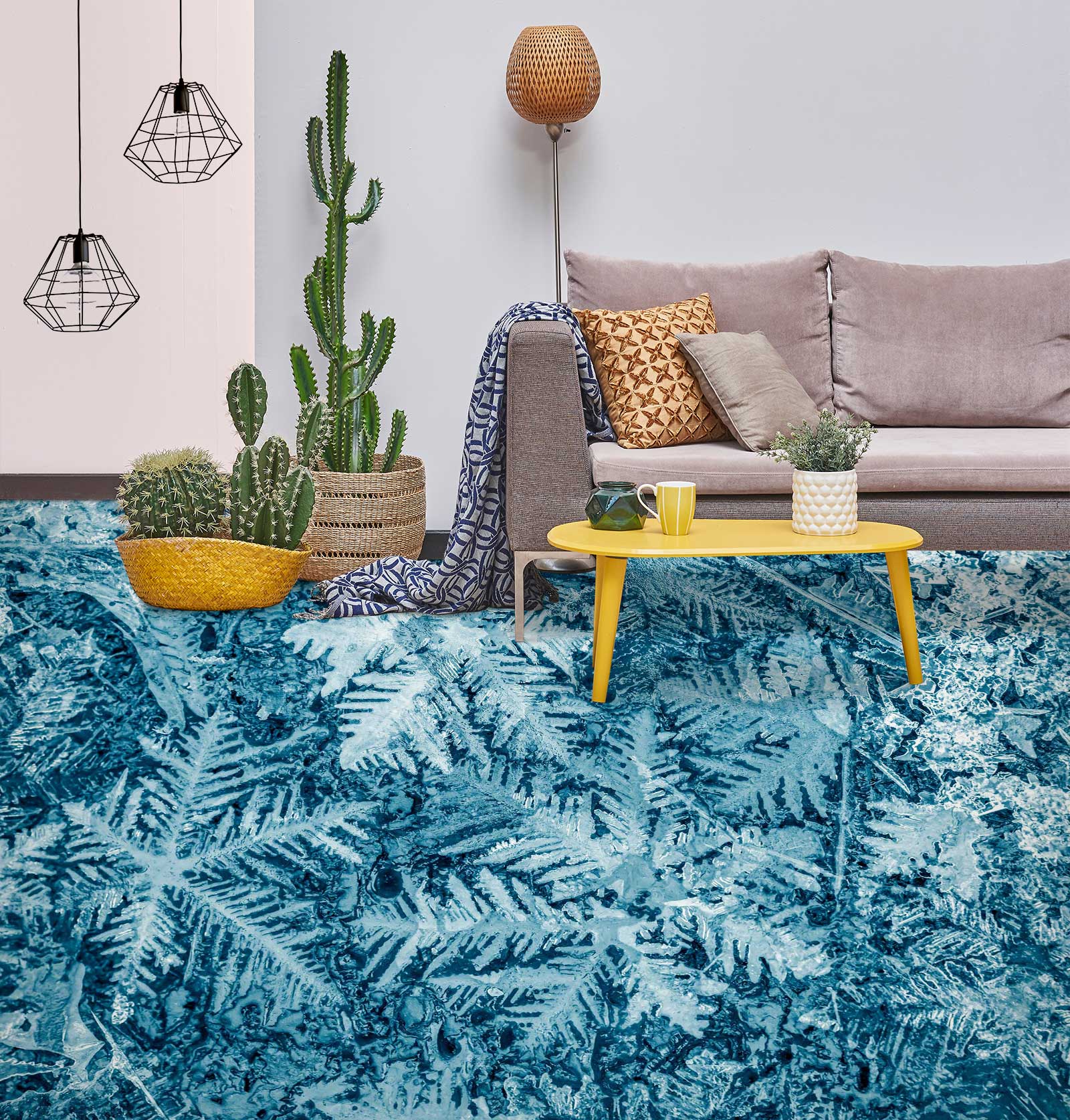 3D Dreamy Blue Leaves 423 Floor Mural  Wallpaper Murals Rug & Mat Print Epoxy waterproof bath floor