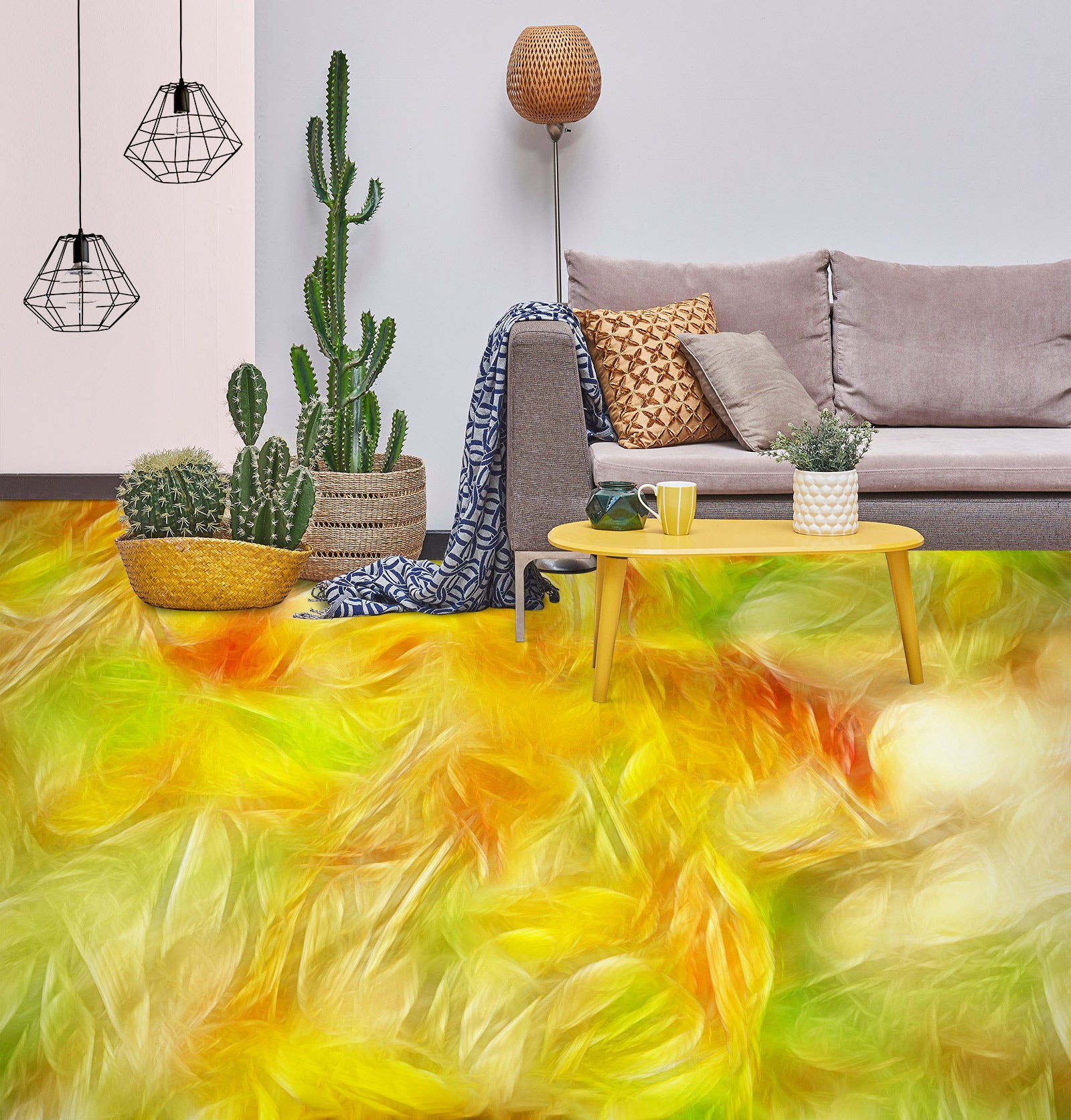 3D Bright Yellow Dream 1325 Floor Mural  Wallpaper Murals Self-Adhesive Removable Print Epoxy