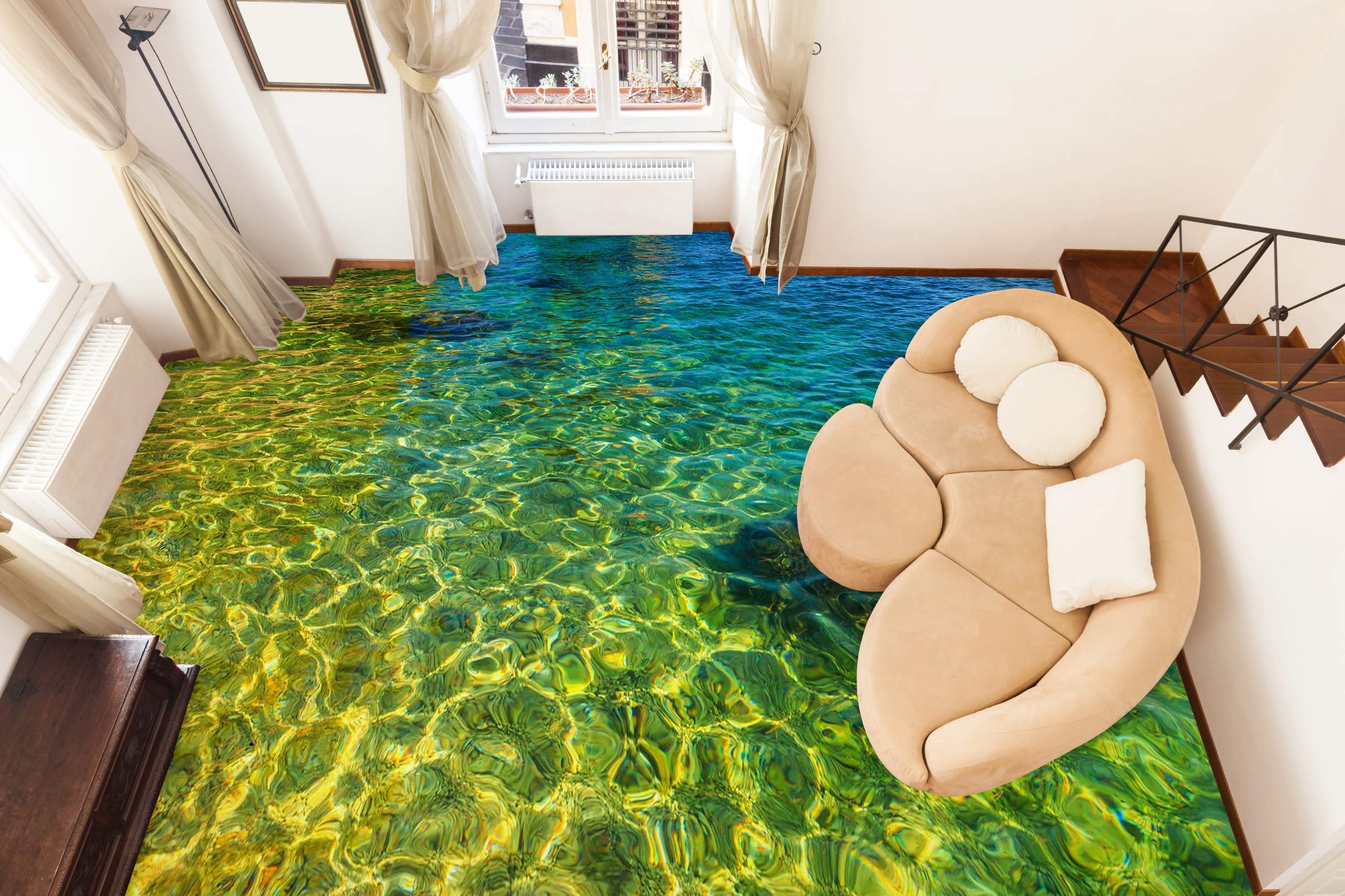 3D Green Water Ripples 1326 Floor Mural  Wallpaper Murals Self-Adhesive Removable Print Epoxy