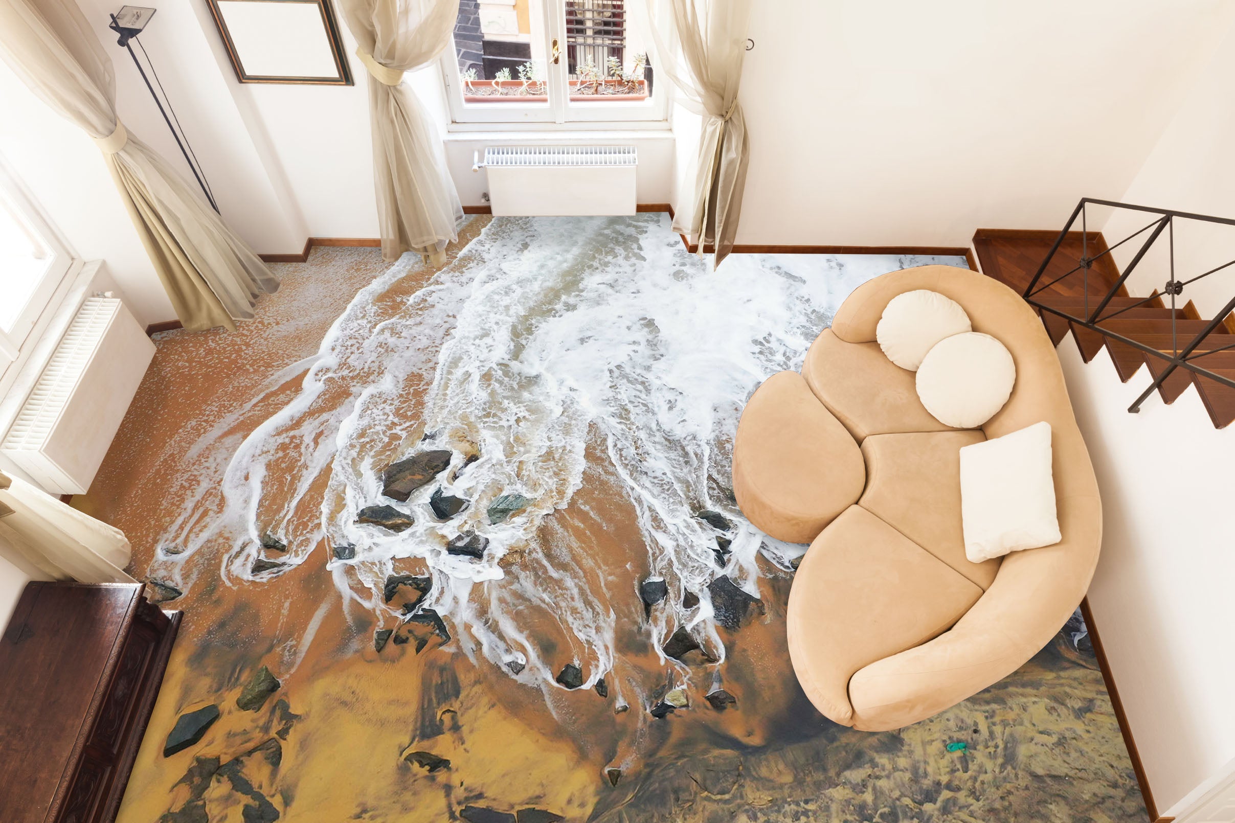 3D Wave Art Beauty 587 Floor Mural  Wallpaper Murals Rug & Mat Print Epoxy waterproof bath floor