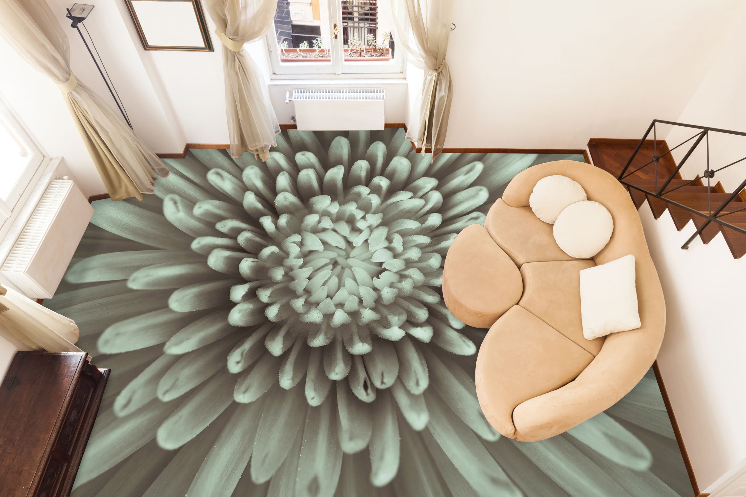 3D Chrysanthemum 98171 Adrian Chesterman Floor Mural  Wallpaper Murals Self-Adhesive Removable Print Epoxy