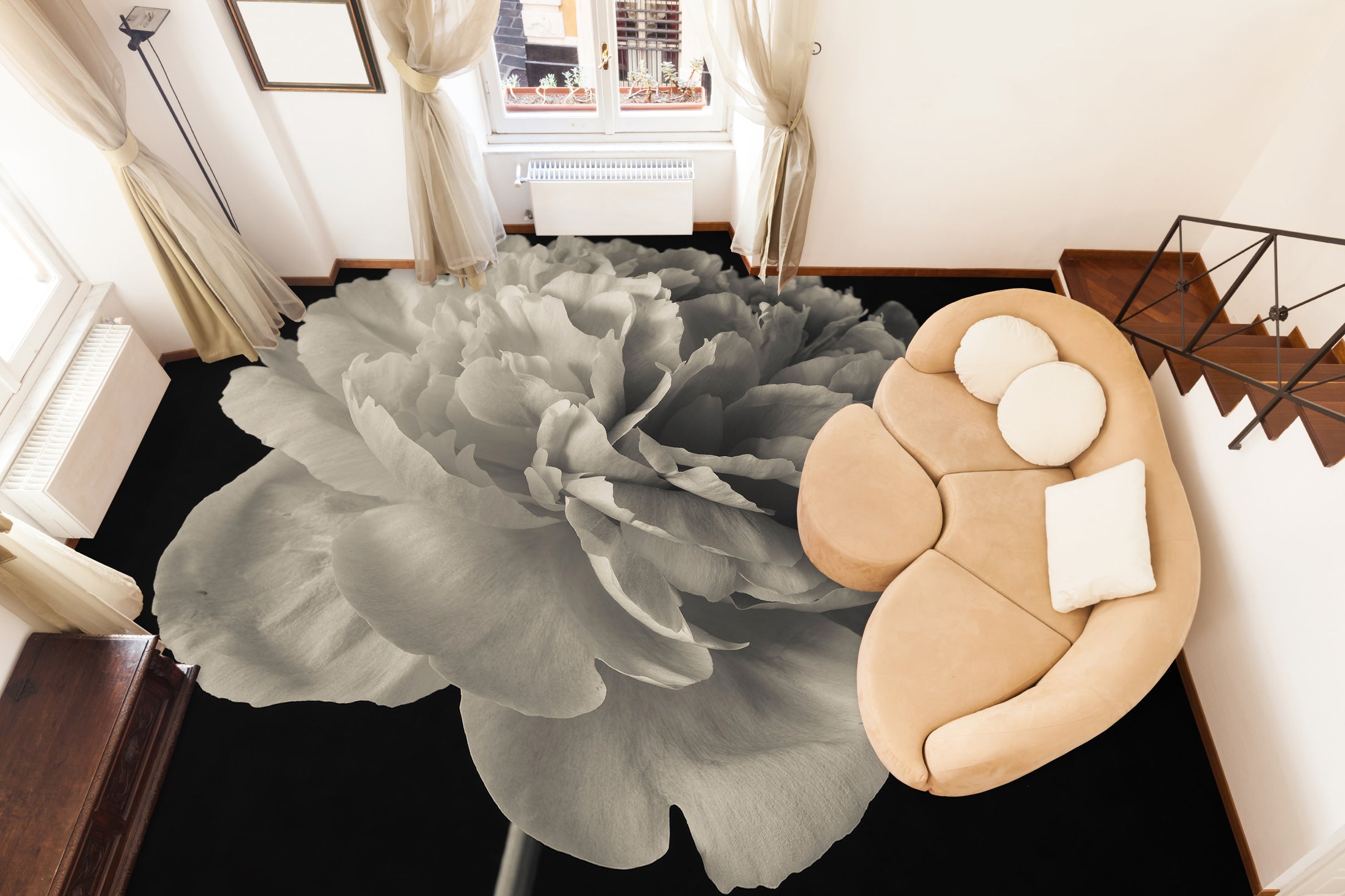 3D Grey Flowers 9854 Assaf Frank Floor Mural  Wallpaper Murals Self-Adhesive Removable Print Epoxy