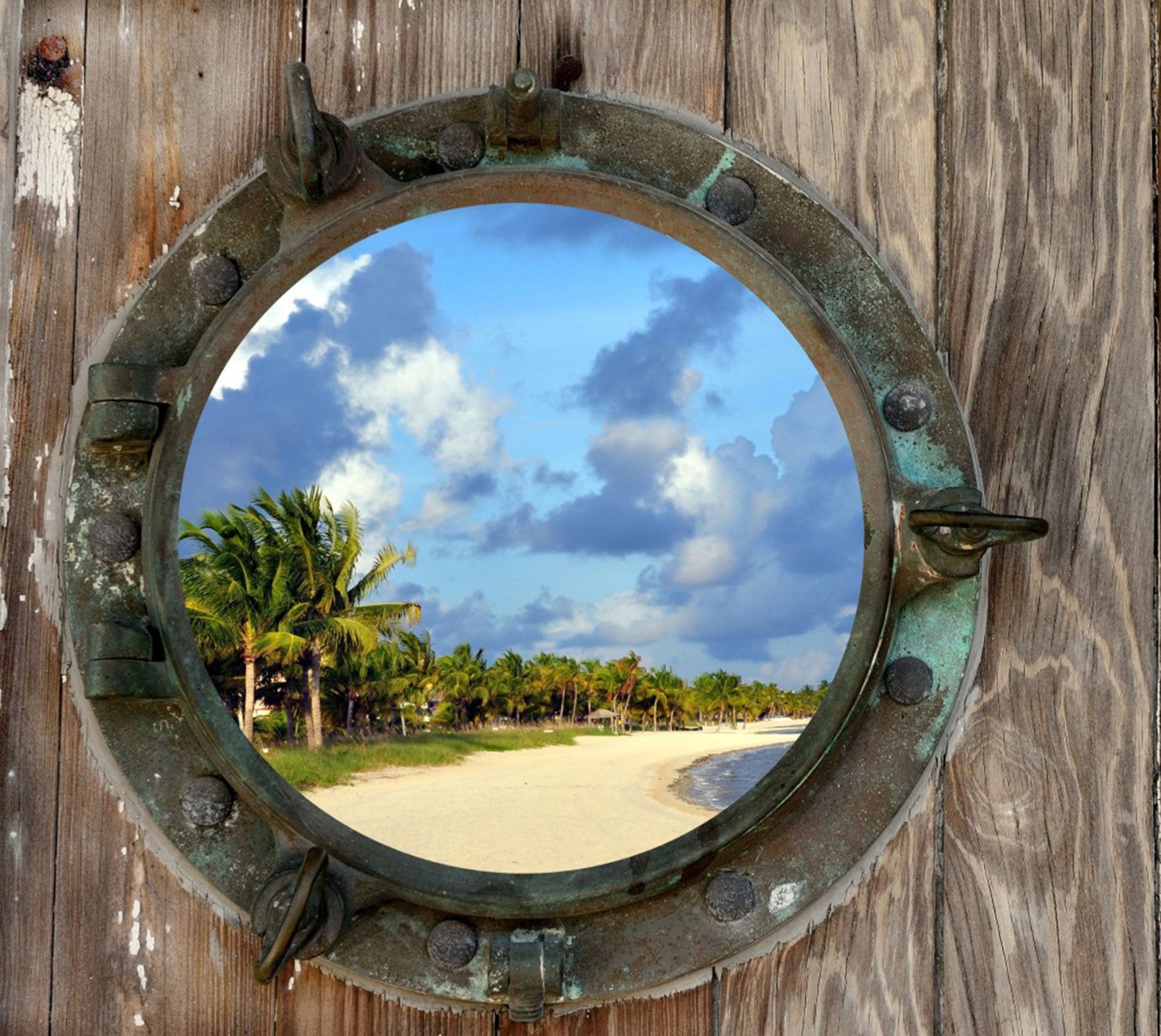 3D Wood Window Beach Scenery 427 Garage Door Mural Wallpaper AJ Wallpaper 