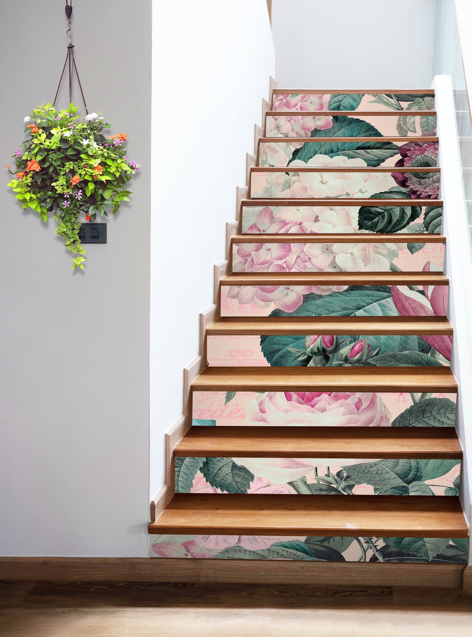 3D Pink Flower Bush 10490 Andrea Haase Stair Risers