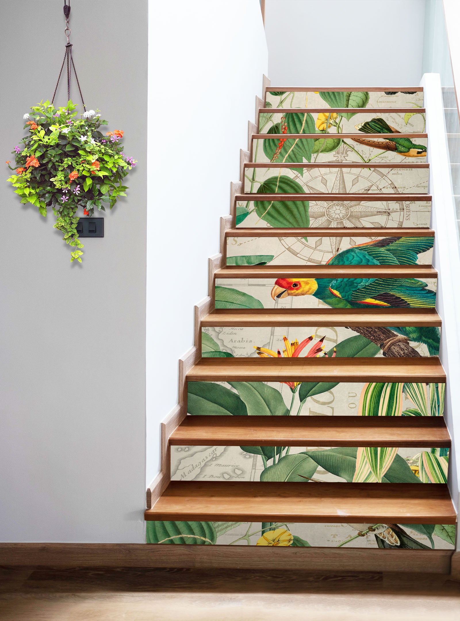 3D Flower Bush Parrot 11020 Andrea Haase Stair Risers