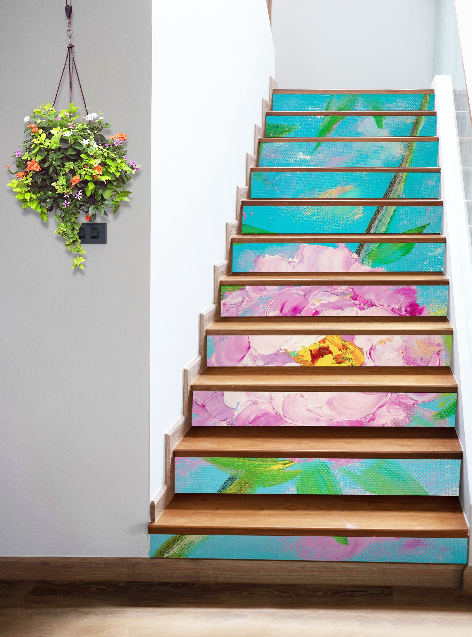 3D Pink Painted Flowers 2005 Skromova Marina Stair Risers