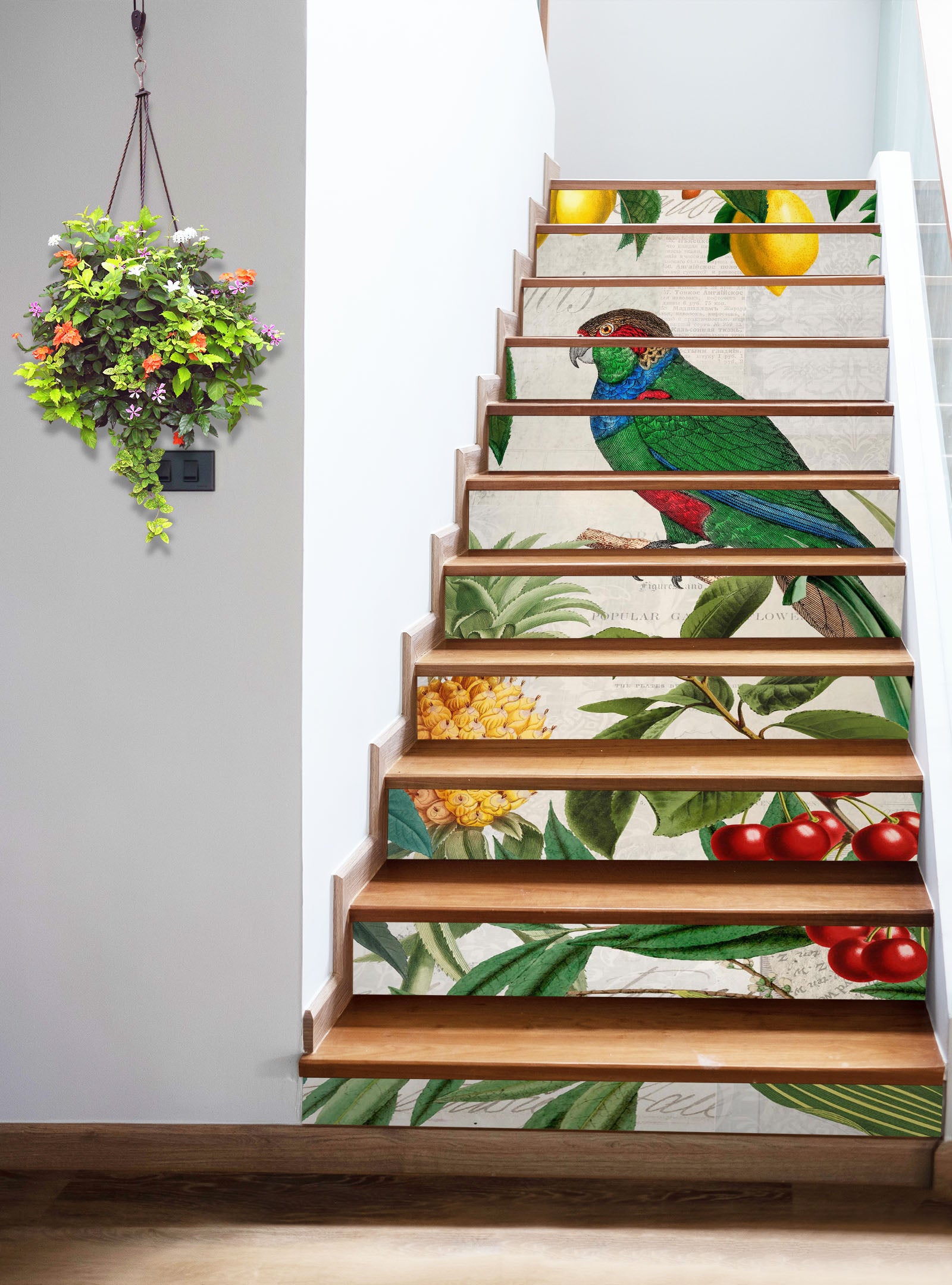 3D Pineapple Cherry Parrot 109211 Andrea Haase Stair Risers