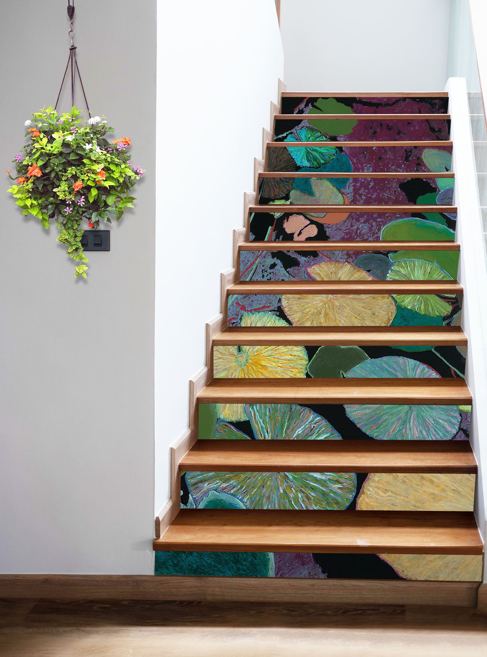 3D Green Lotus Leaf Painting 90143 Allan P. Friedlander Stair Risers