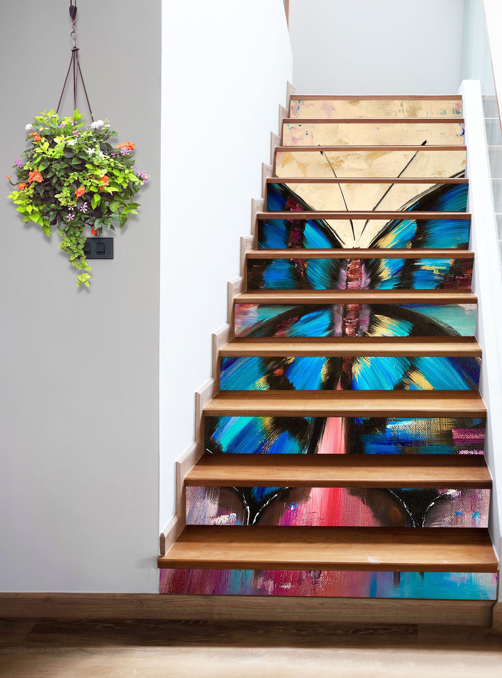 3D Blue Butterfly 2215 Skromova Marina Stair Risers