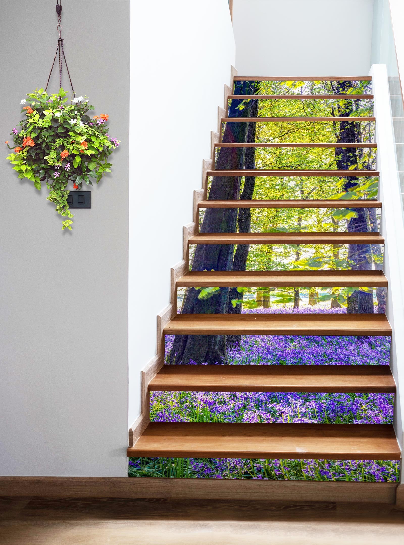 3D Woods Purple Flowers 10959 Assaf Frank Stair Risers