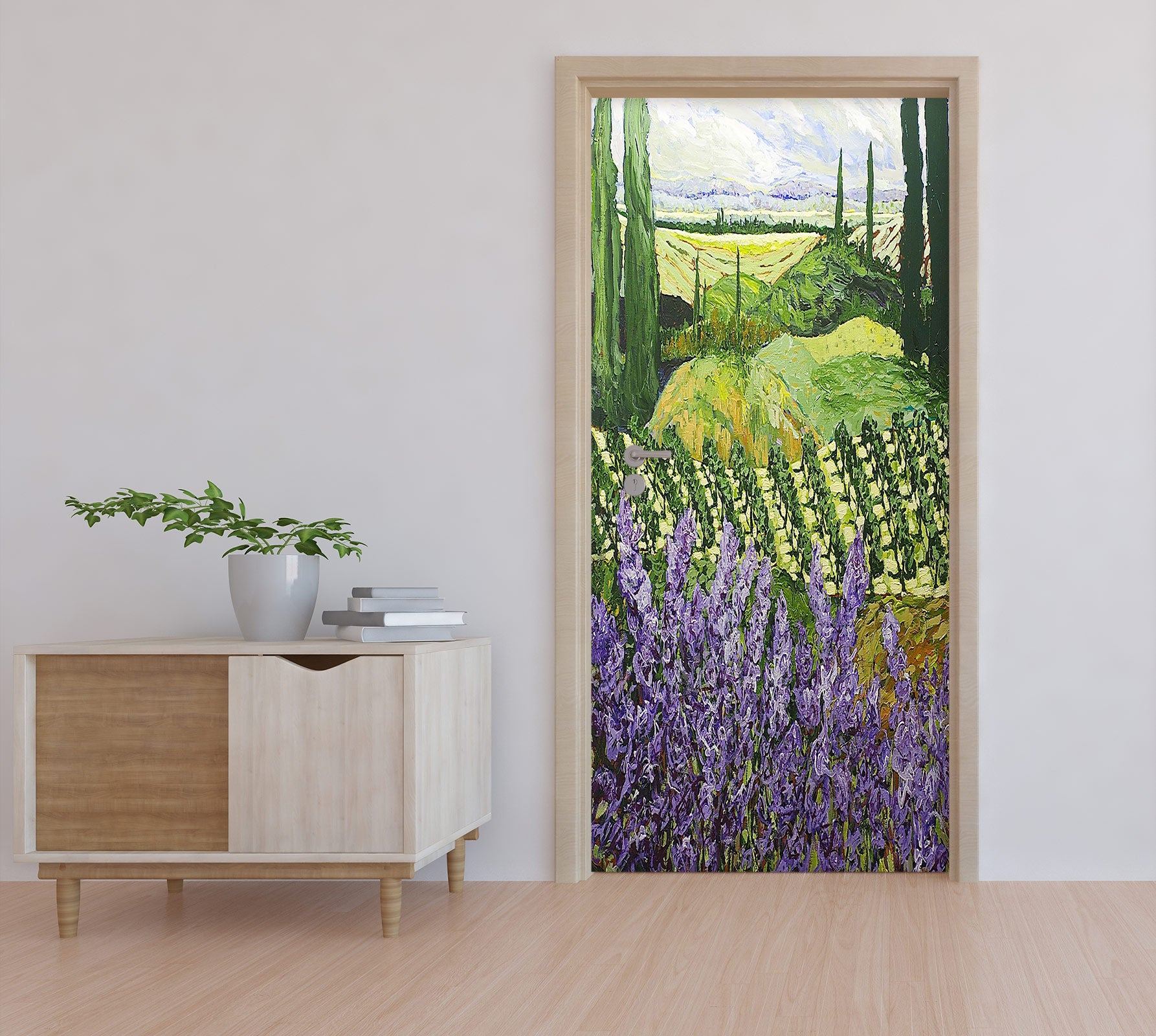 3D Purple Flowers Field 9316 Allan P. Friedlander Door Mural