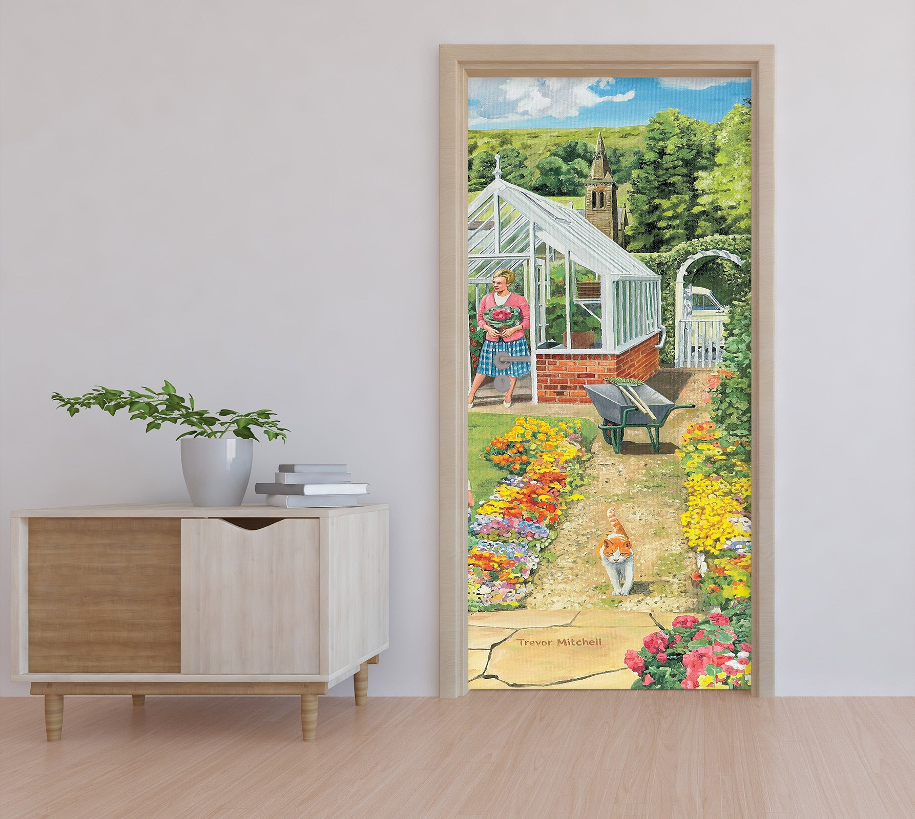 3D Flower Bush Glass Room 10362 Trevor Mitchell Door Mural