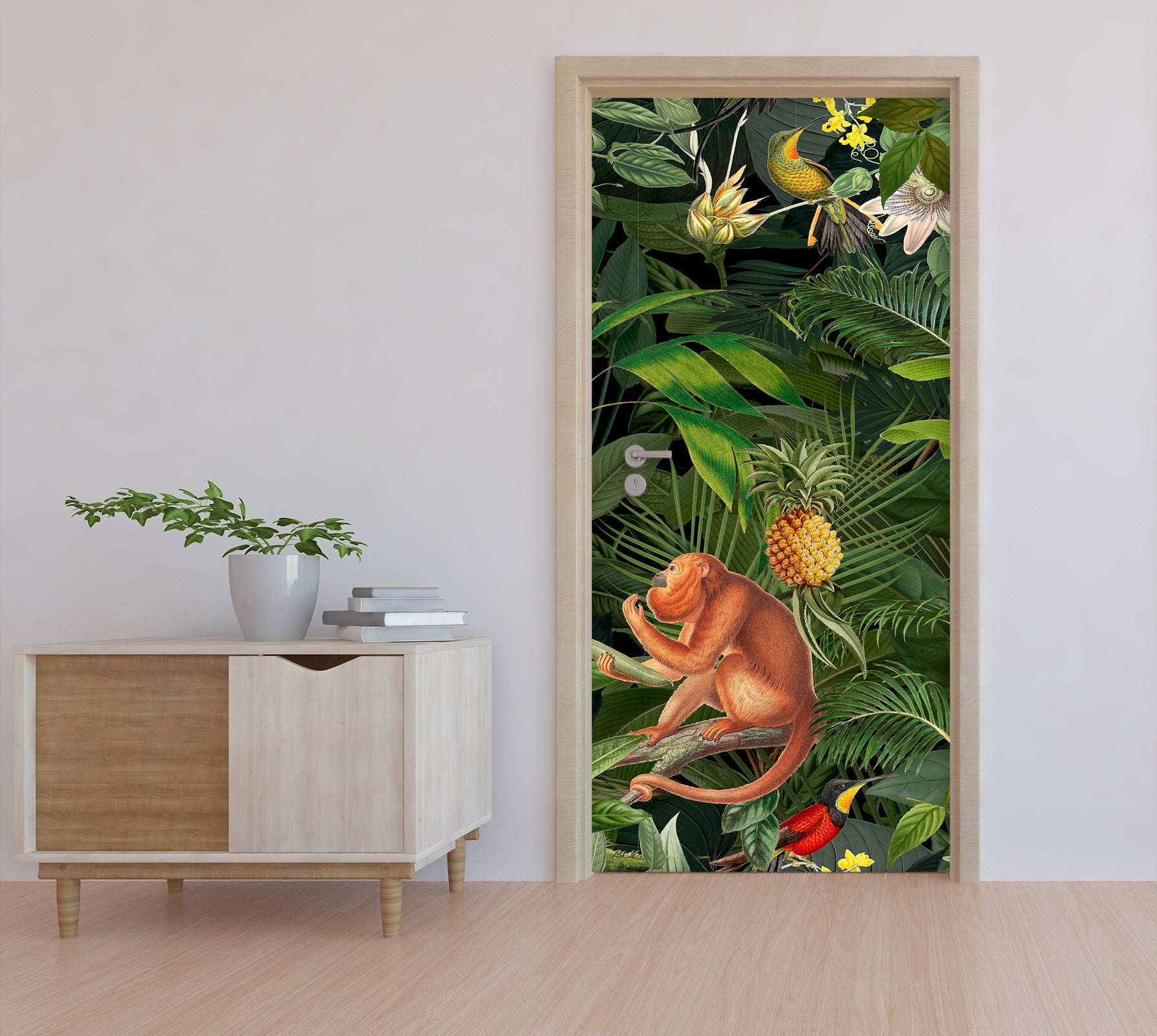 3D Monkey Grove Pineapple 11930 Andrea Haase Door Mural
